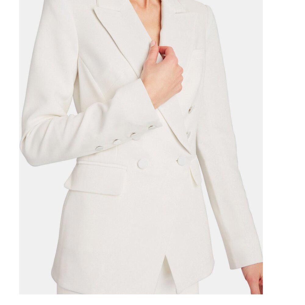 Jonathan Simkhai Jonathan Simkhai Double-Breasted Crepe Blazer White Size 4 Size S / US 4 / IT 40 - 5 Thumbnail