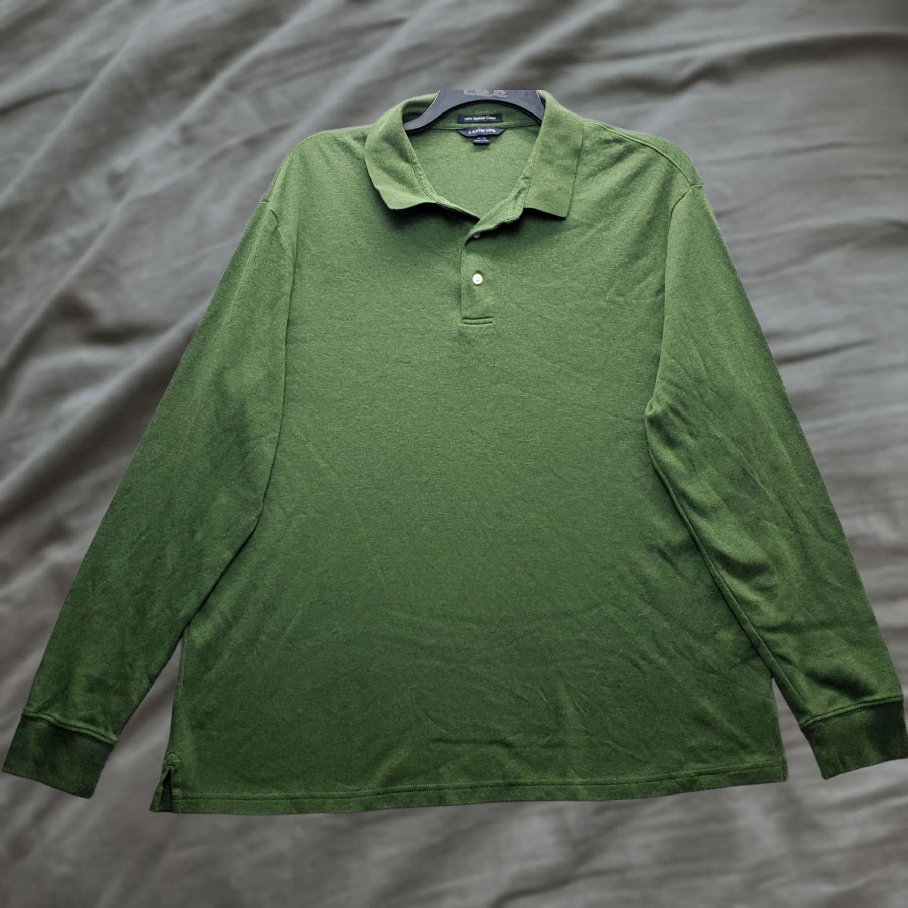 Lands' End Lands' End Performance Polo Shirt Mens 46-48 Green Long Sleeve Slit Popover Shirt Size US XXL / EU 58 / 5 - 1 Thumbnail