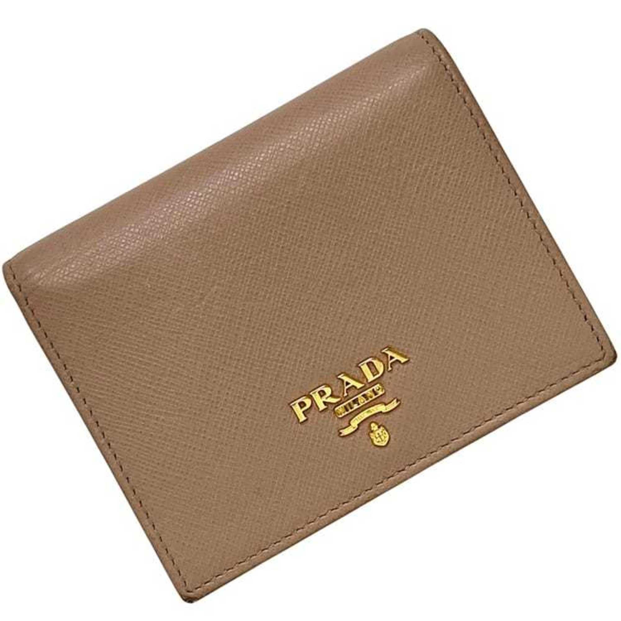 Prada Prada Bifold Wallet ec-25090 Beige 1MV204 Saffiano Leather 62 B PRADA Compact Mini Men's Women's Size ONE SIZE - 1 Thumbnail