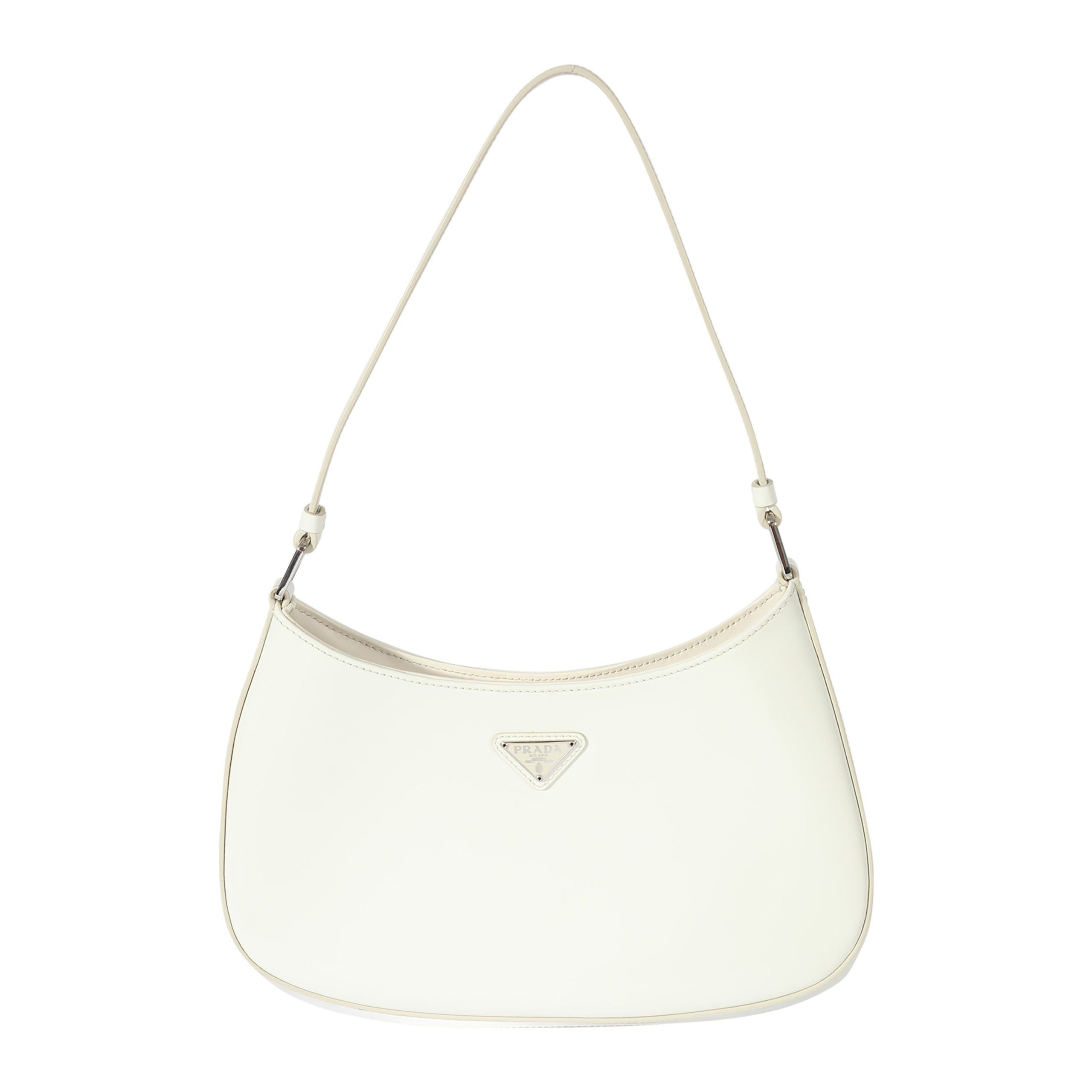 image of Prada White Brushed Leather Cleo, Women's