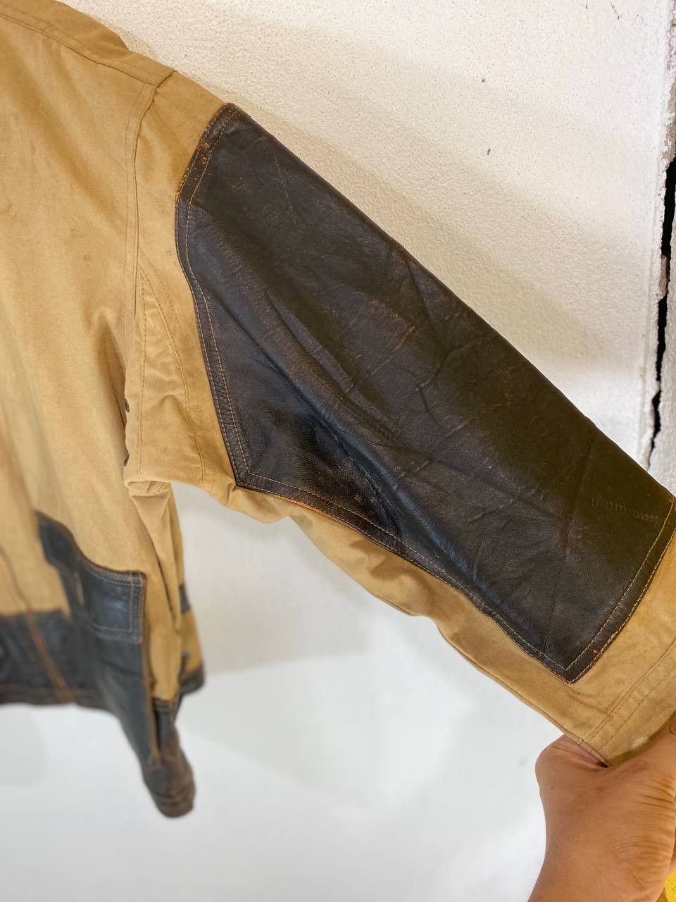 Japanese Brand vintage japanese brands partially leather jacket nice design Size US XL / EU 56 / 4 - 4 Thumbnail