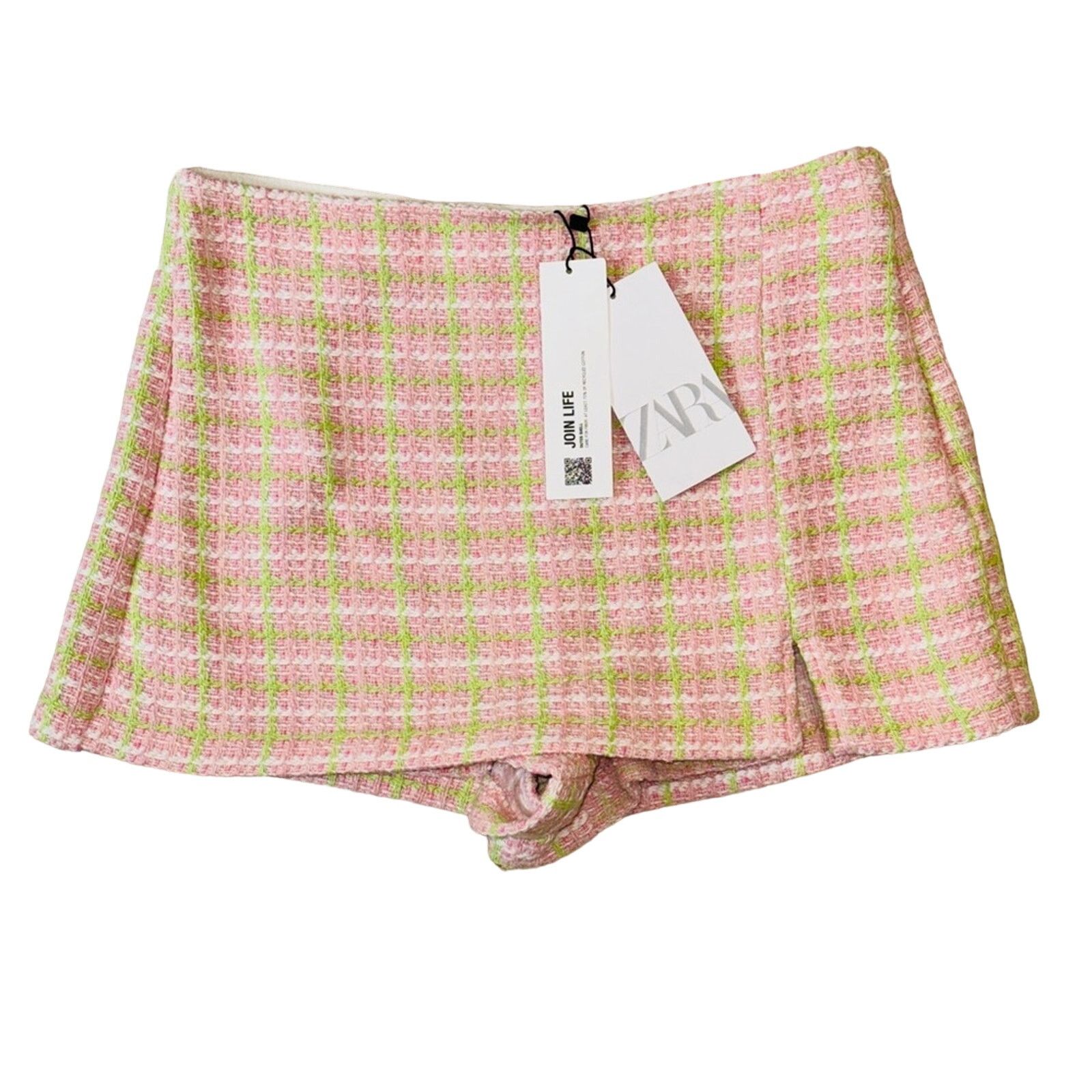 Zara Zara Pink Gingham Tweed Mini Skort Pink Size S Size 28" / US 6 / IT 42 - 6 Thumbnail