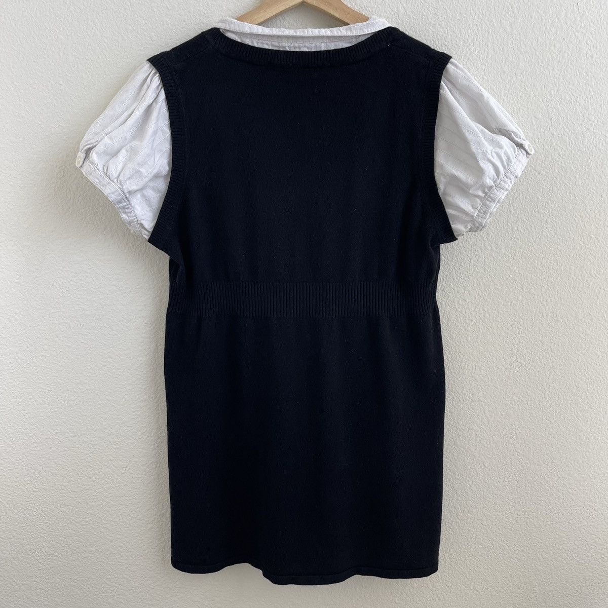 Other DEBBIE MORGAN Vintage Black White Knit Milkmaid Academia Top Size L / US 10 / IT 46 - 9 Thumbnail
