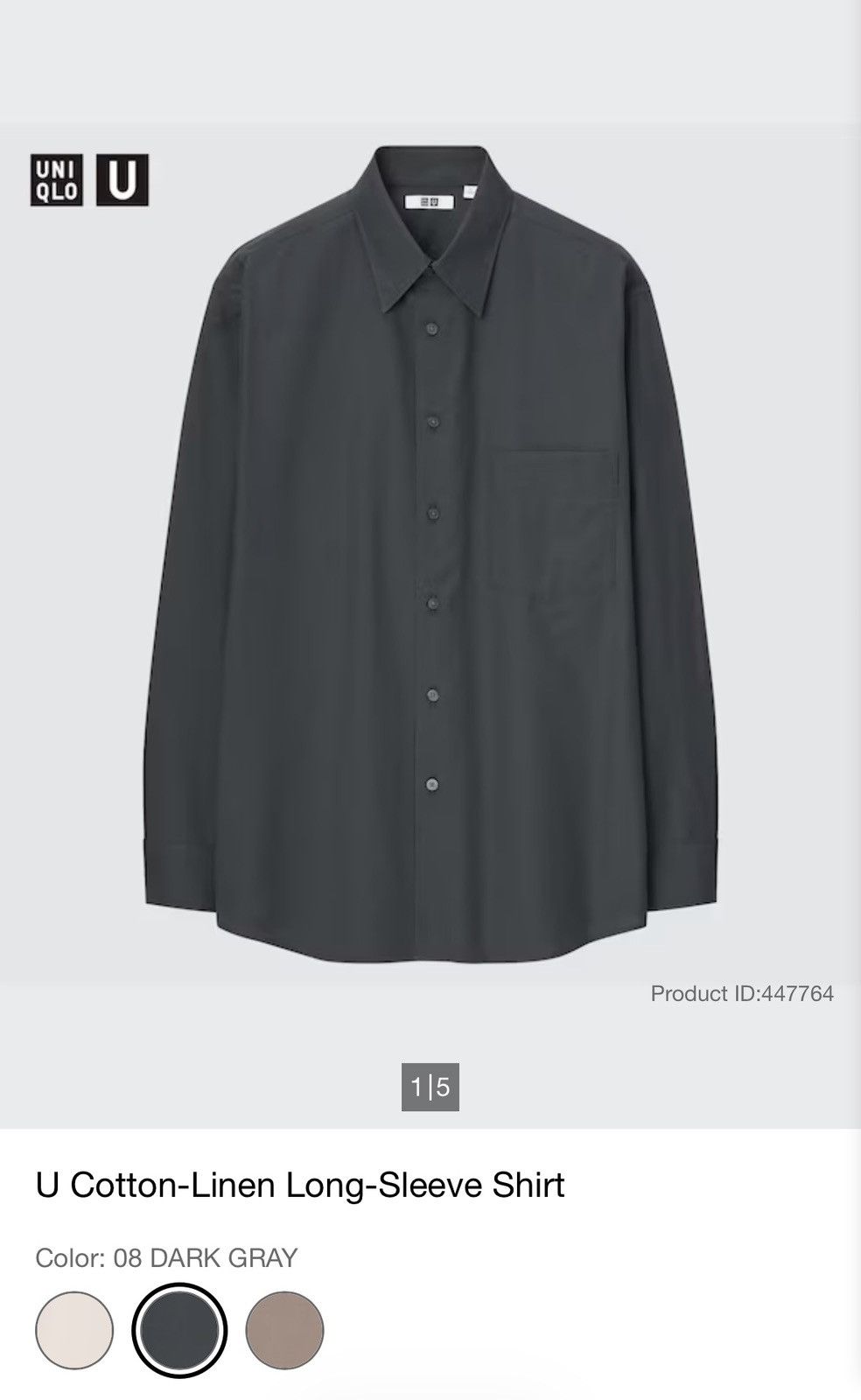 Lemaire × Uniqlo Uniqlo U Lemaire Shirt cotton linen dark grey Size US S / EU 44-46 / 1 - 6 Thumbnail