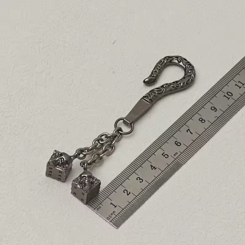 Vintage Retro Skull Dice Black Gun Plated Metal Wallet Chain Size ONE SIZE - 11 Thumbnail