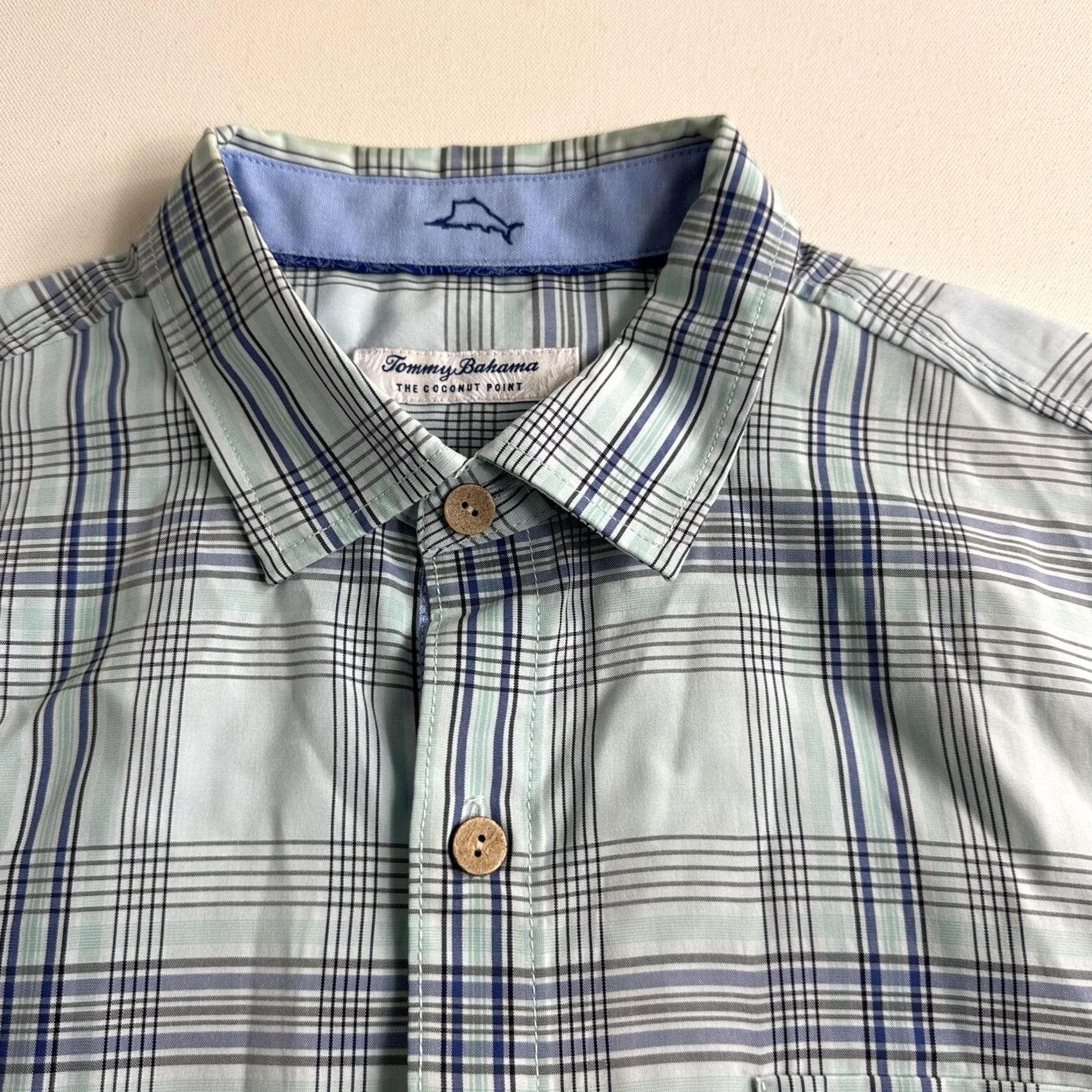 Tommy Bahama Tommy Bahama Shirt Mens The Coconut Point Plaid Short Sleeve Button-Up Blue Casual L Regular Button-Down Collared Size US 33 - 5 Thumbnail