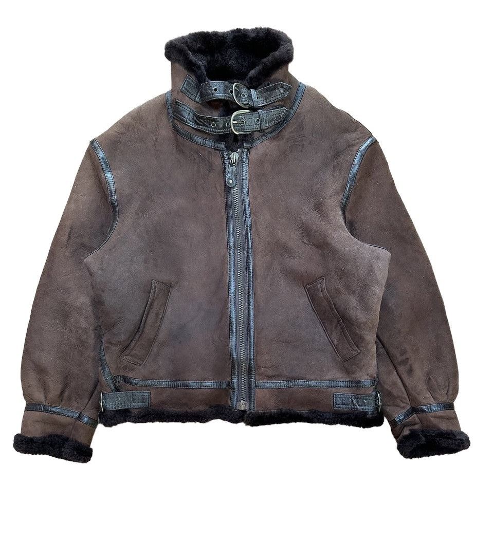 image of VTG Type B 3 Shearling Sheepskin Flight Jacket in Brown, Men's (Size Medium)