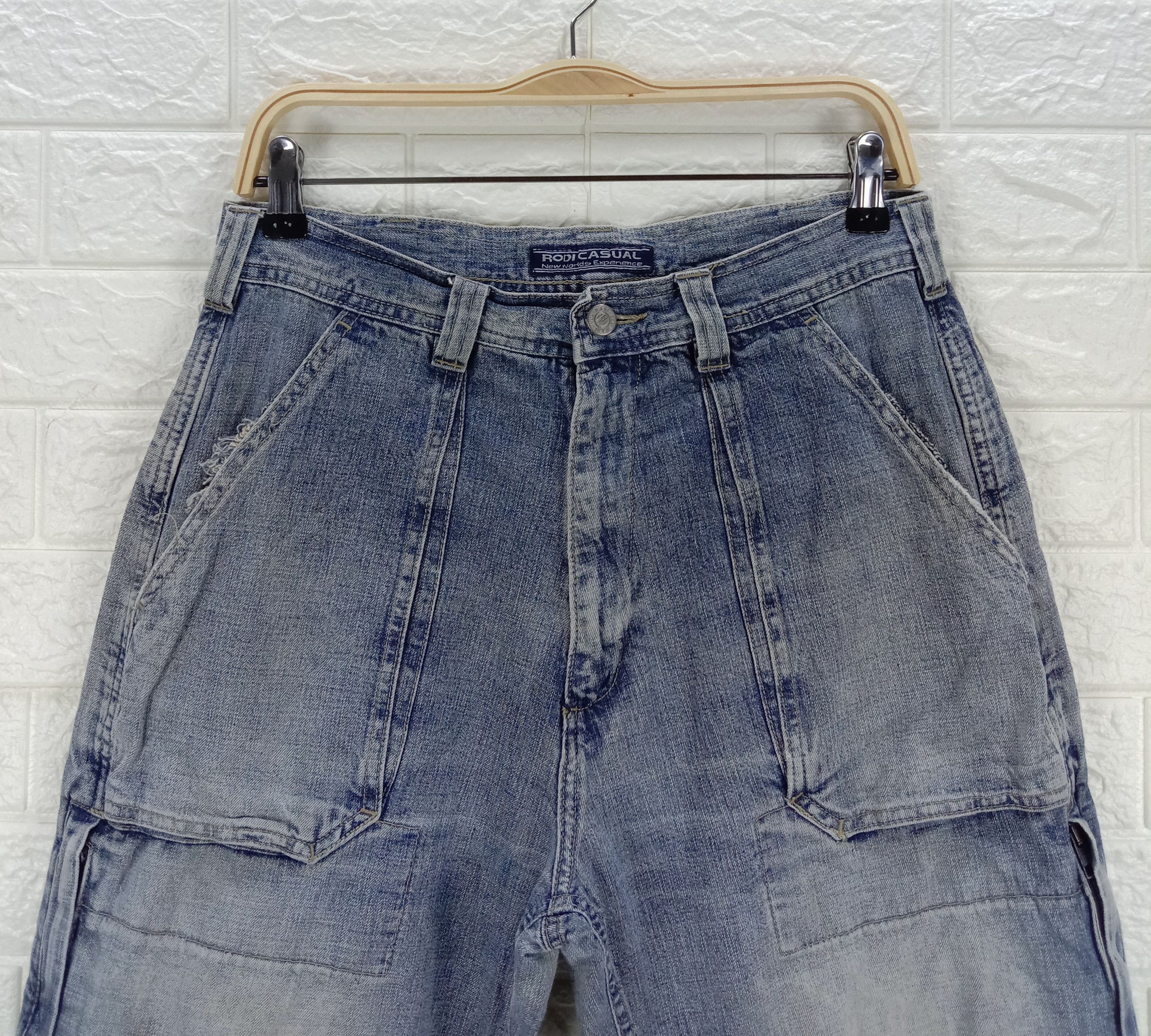 Japanese Brand Baggy Jeans Vintage Japanese Multi Pocket Wide Denim Size US 31 - 2 Thumbnail