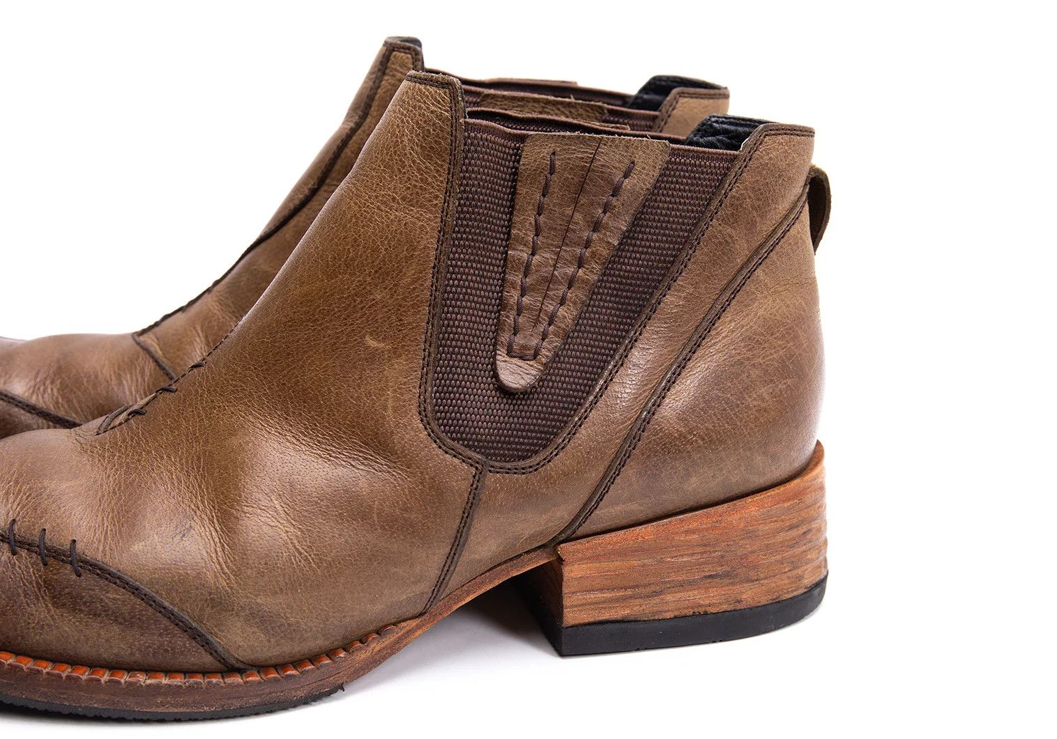 Jean Paul Gaultier Brown Leather Short Ankle Boots with Side Gore Size US 7 / EU 40 - 7 Thumbnail
