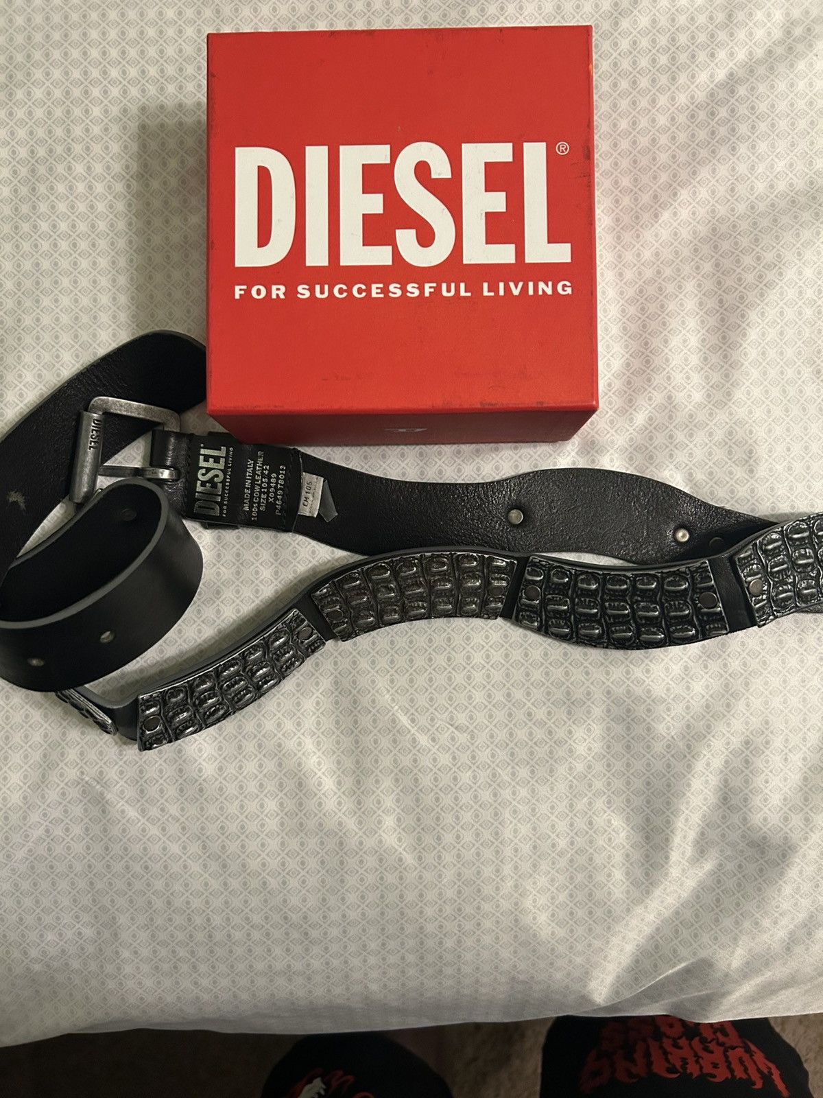 Diesel Diesel Crocodile Belt Size 42 - 24 Thumbnail
