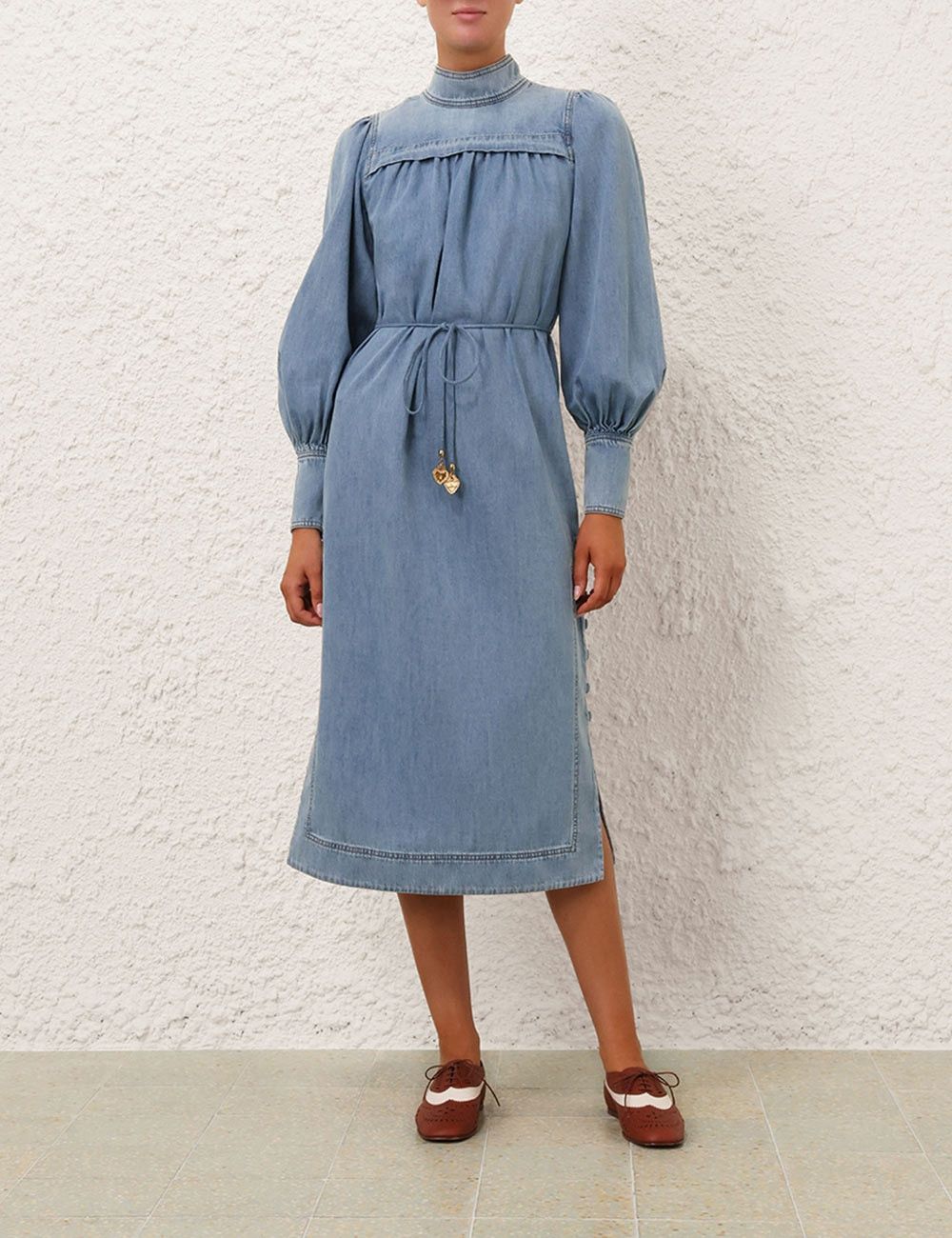 Zimmermann o1w1db10925 Crush Denim Midi Dress in Blue Size S / US 4 / IT 40 - 2 Thumbnail