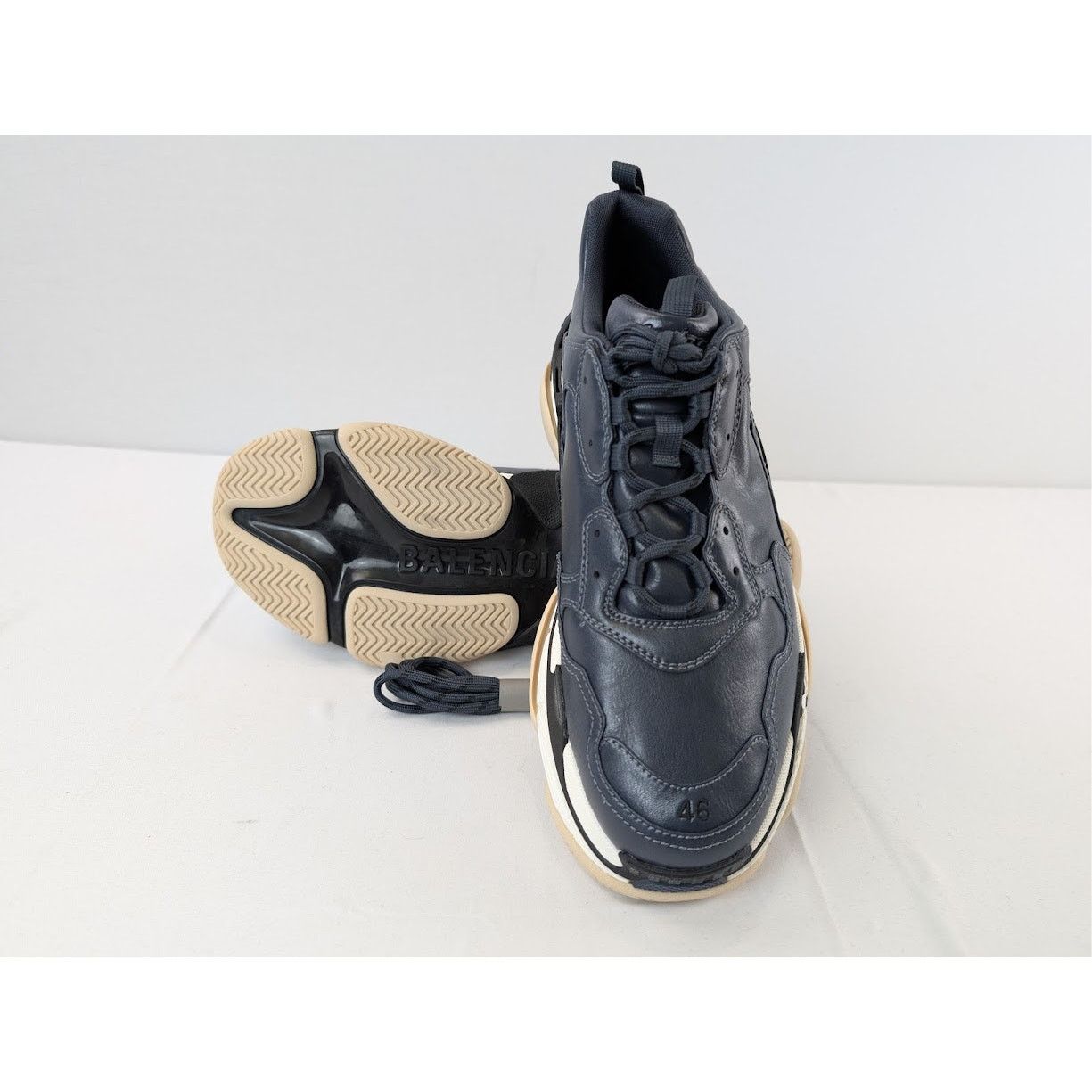 Balenciaga o1rshd1 Triple S Logo Type Sneakers in Blue/Sand Size US 13 / EU 46 - 13 Thumbnail