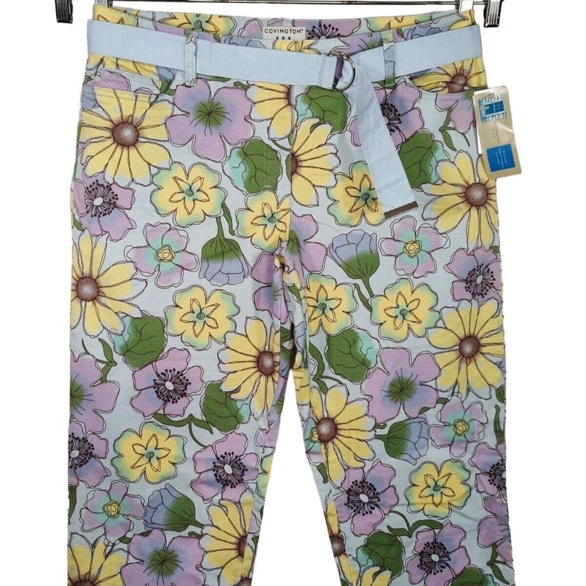 Covington Covington Capri Pants Belted Women Size 16 Blue Multicolor Size 38" / US 16 / IT 52 - 2 Thumbnail