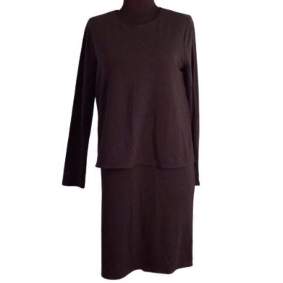 J. Jill Pure Jill XS Luxe Tencel Black Long Sleeve Layered Look Dres Size XS / US 0-2 / IT 36-38 - 1 Thumbnail