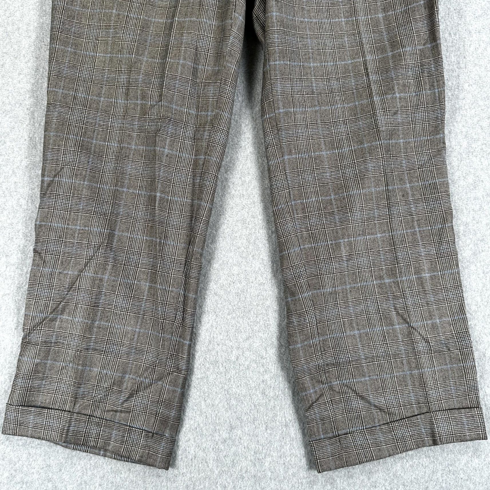 Vintage Oxford Clothes Mens Dress Pants 36x30 Gray Plaid Wool Pleated Cuffed Trousers Size US 36 / EU 52 - 3 Thumbnail