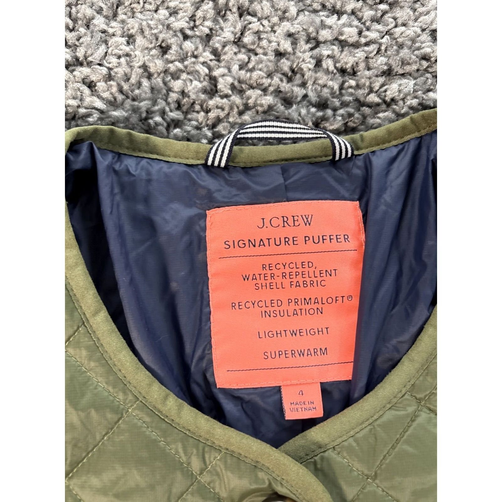 J.Crew J.CREW Quilted Puffer Coat Womens 4 Primaloft Long Sleeve Green Solid Full Zip Pockets Quilted Jacket AQ470 Vasatility Size S / US 4 / IT 40 - 4 Thumbnail