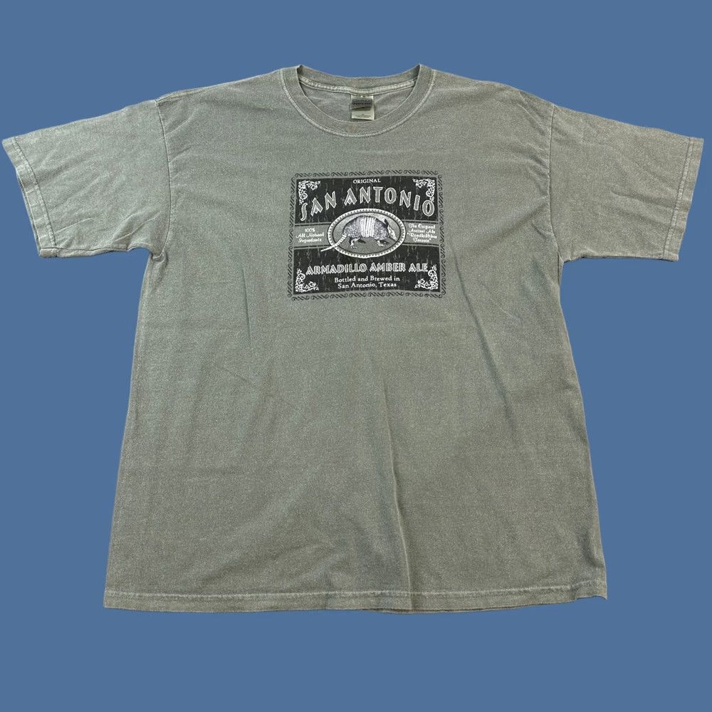 Gildan Gildan Shirt Mens XL Olive San Antonio Armadillo Amber Ale Beer Logo Graphic Tee Size US XL / EU 56 / 4 - 1 Thumbnail