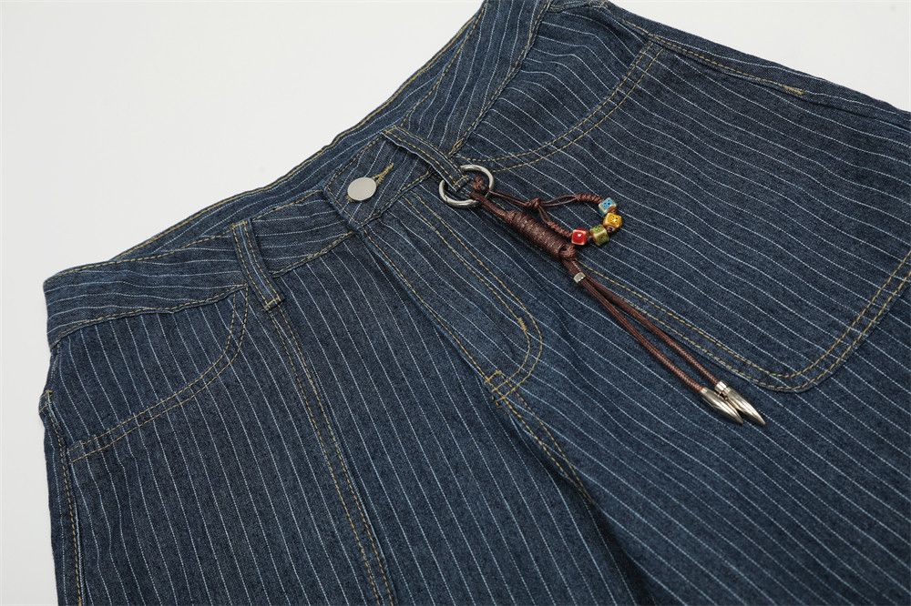 Jean Men's loose street wide-leg striped workwear sickle jeans Size US 32 / EU 48 - 3 Thumbnail