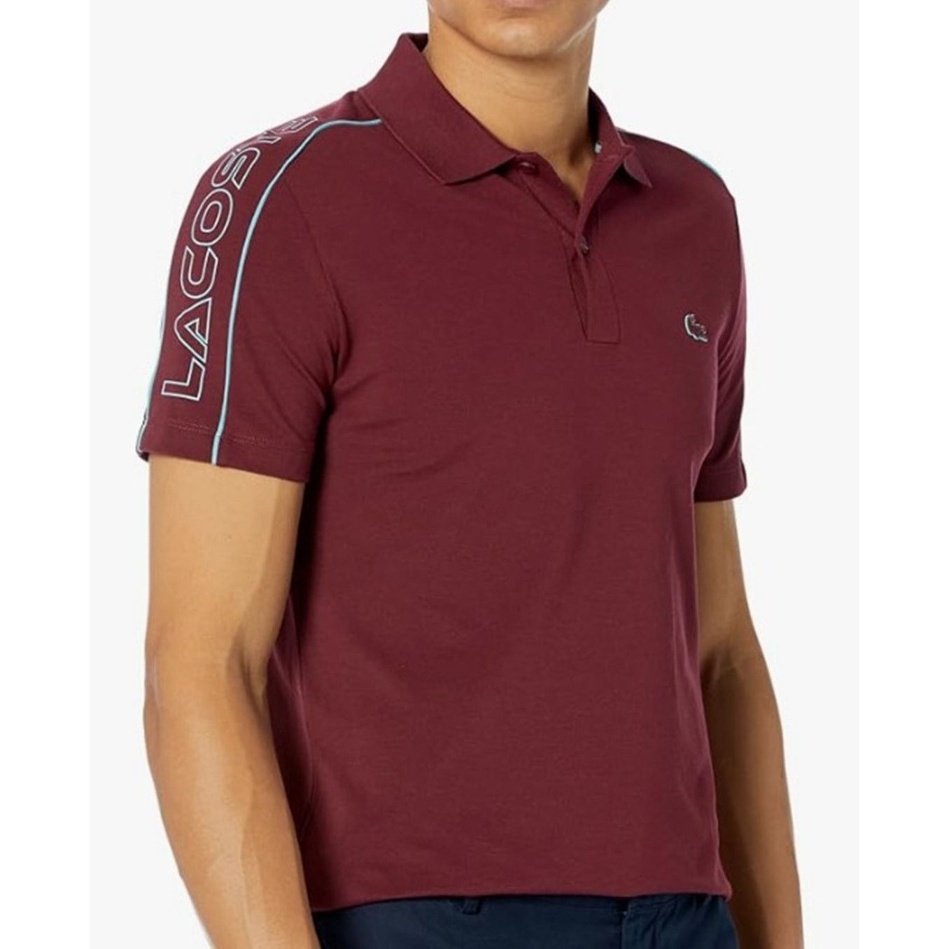 Lacoste Men's Short Sleeve Piping Slim Fit Polo Shirt Red M