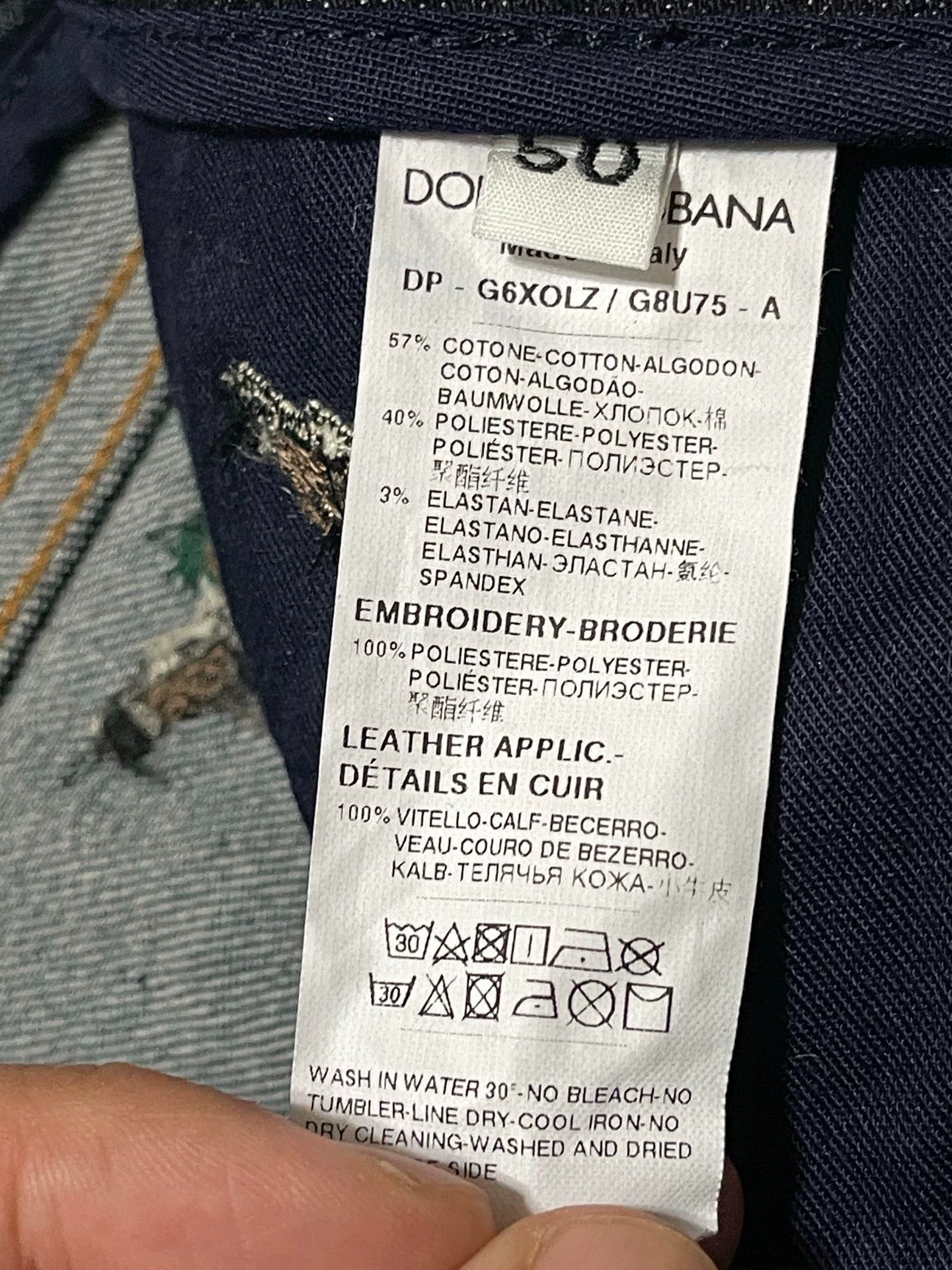 Dolce & Gabbana Dolce&Gabbana Slim Embroidered Jeans Size 50 Deep Blue Size US 34 / EU 50 - 7 Thumbnail