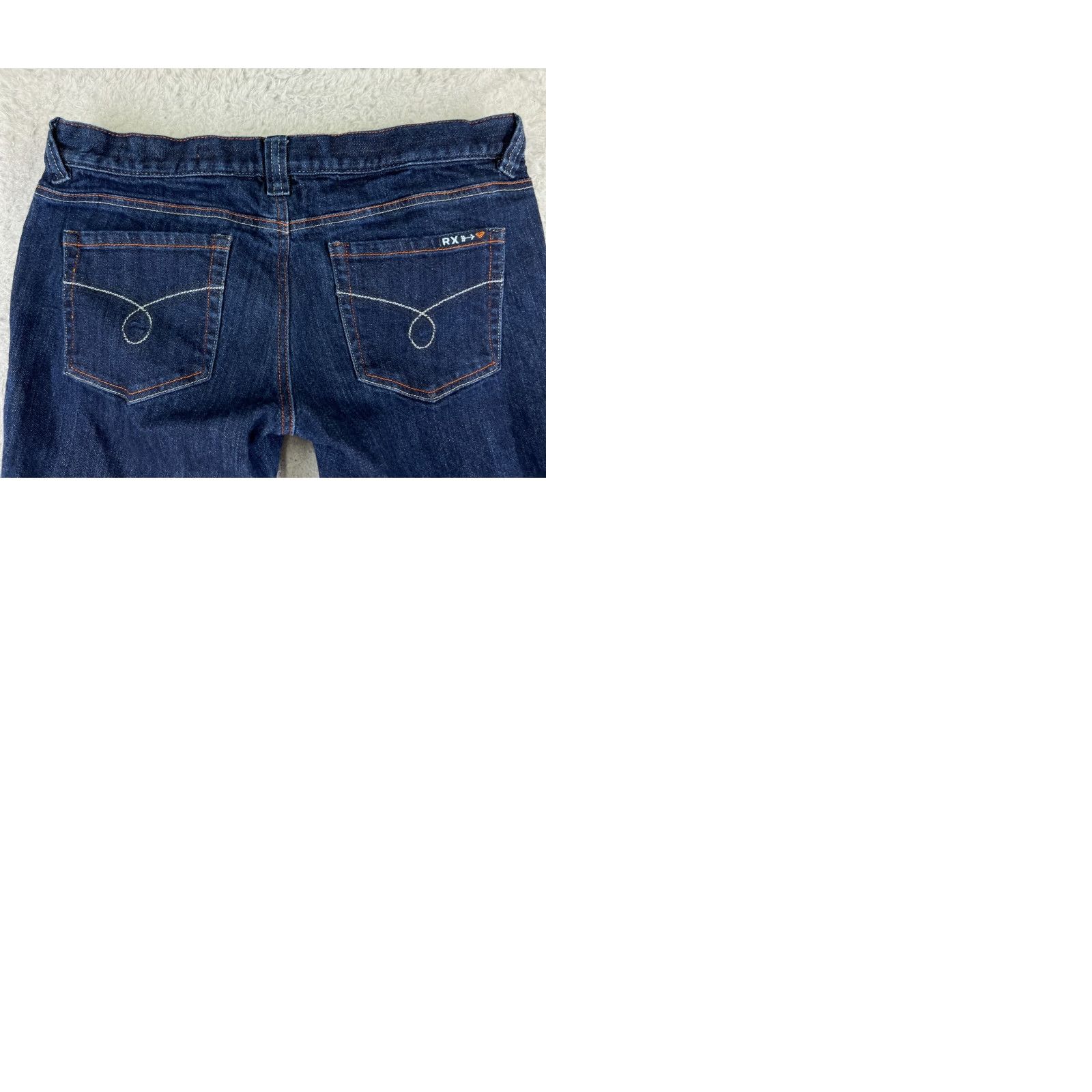Vintage Roxy Jeans Womens 13 Denim Blue 31x31 Flared Stretch Dark Cotton Beach 5-Pocket Logo Regular Size 34" / US 12 / IT 48 - 10 Thumbnail