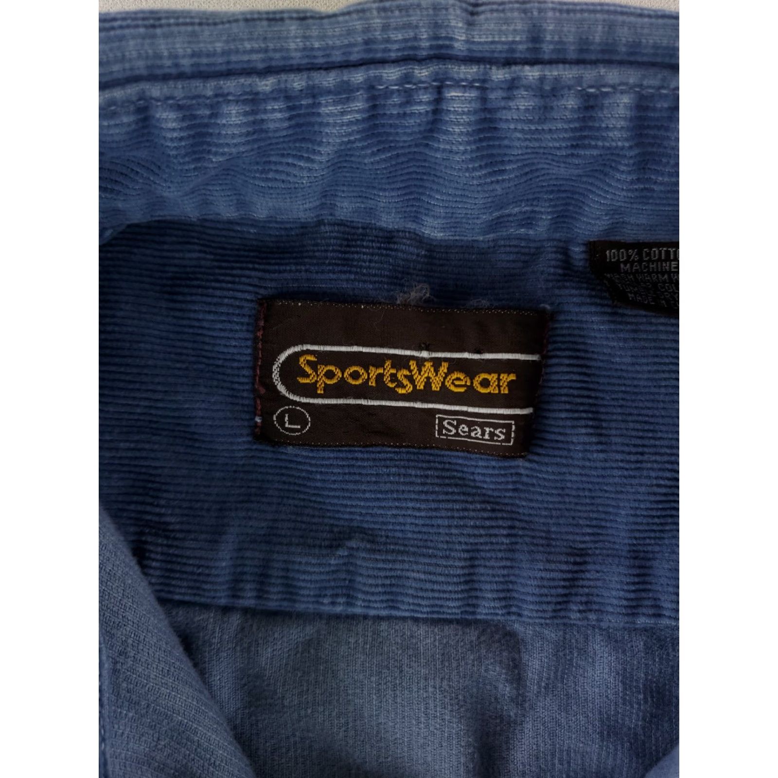 Sears VINTAGE Sears Sportswear Corduroy Button-Up Shirt Long Sleeve Blue Womens L Size L / US 10 / IT 46 - 3 Thumbnail