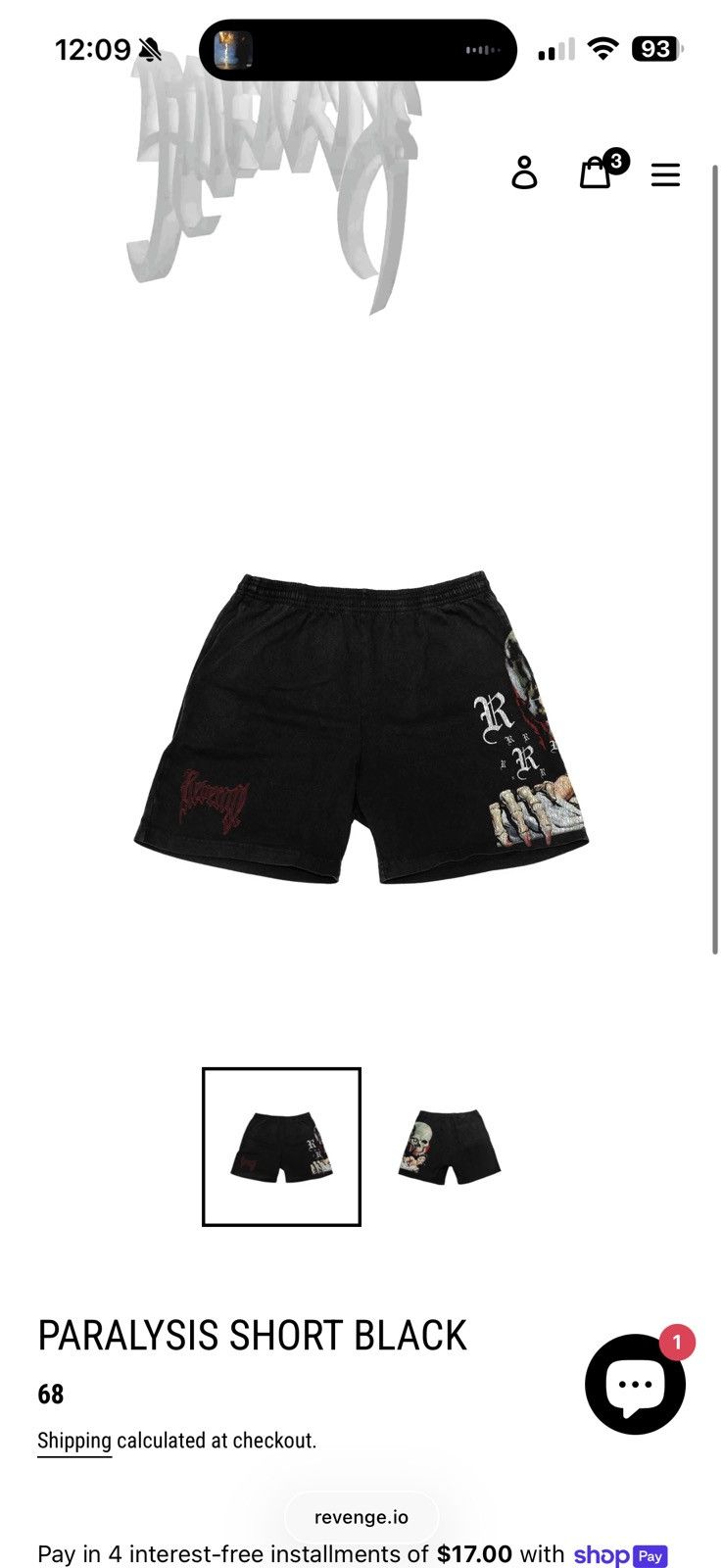 Revenge Revenge Paralysis Short Black Size US 34 / EU 50 - 2 Thumbnail