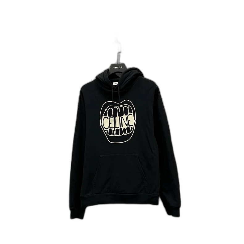 Celine Celine Logo Print Hoodie in Black Size US M / EU 48-50 / 2 - 1 Thumbnail