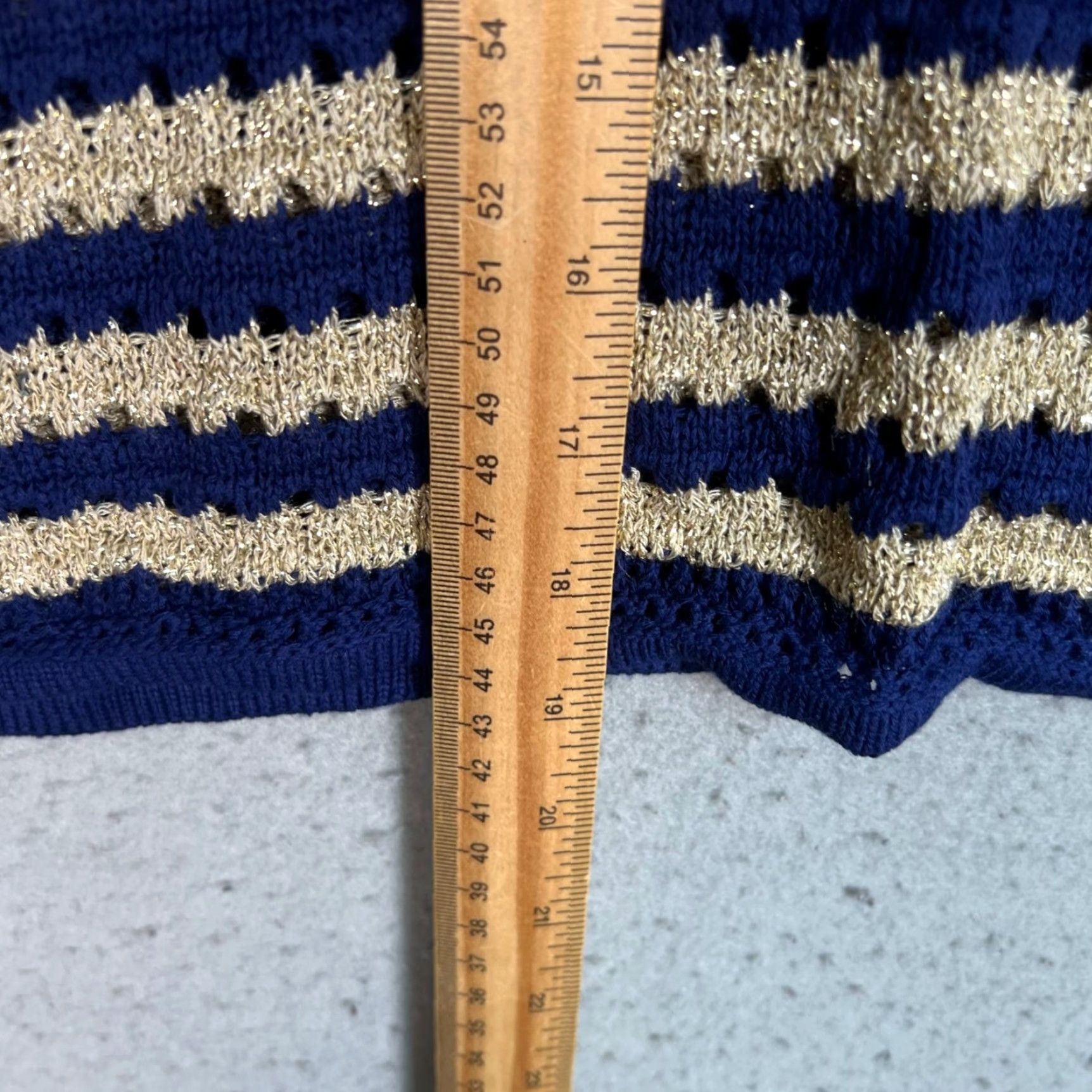 Liu Jo VINTAGE Liu Jo Milano Womens Tank Top Shirt Adult Medium Blue Gold Striped Cotton Metallic Thread Women M Blue Striped 90s Concert Style Mens Womens? Size M / US 6-8 / IT 42-44 - 6 Thumbnail