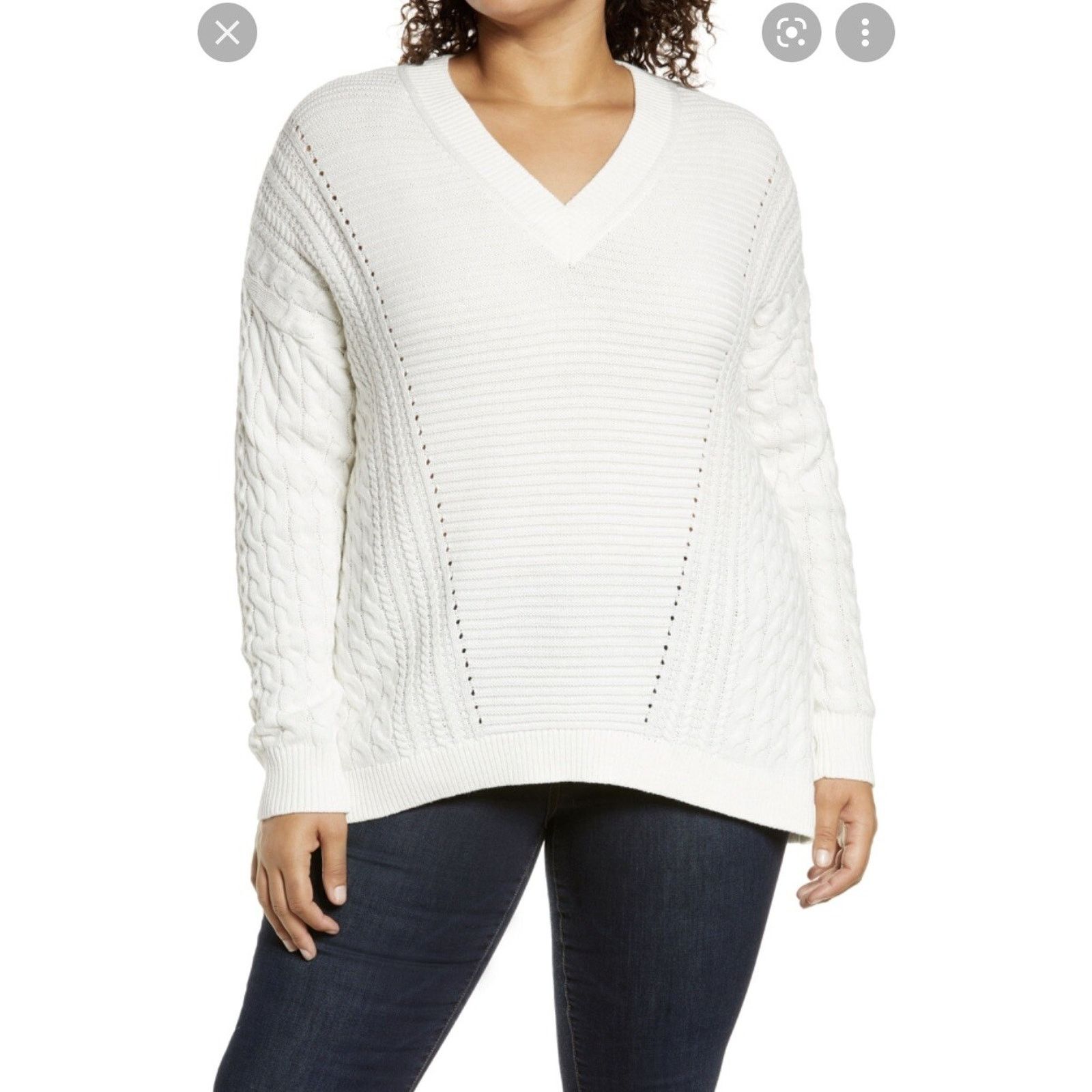 & Other Stories Caslon Cable Knit V-Neck Sweater Size S Small A003028 Size S / US 4 / IT 40 - 1 Thumbnail