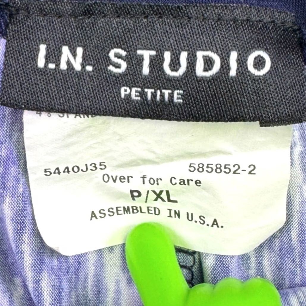 Vintage VINTAGE IN Studio Petite Wide Leg Pants XL Blue Purple Chevron Zig Zag Geometric 5440J35 Size 40" / US 18 - 5 Thumbnail