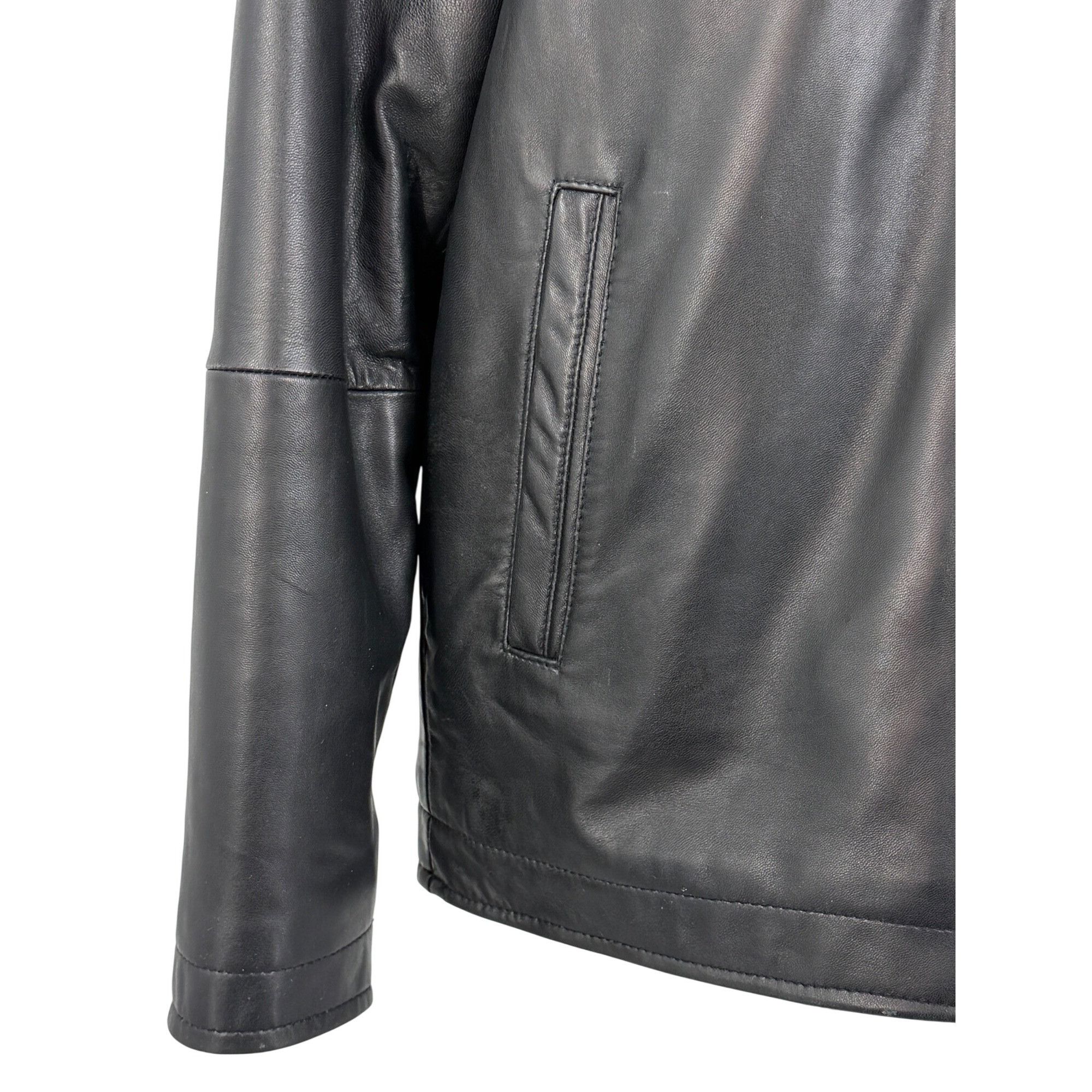 Perry Ellis VTG Perry Ellis Portfolio Mens Black Lambskin Leather Jacket Size US S / EU 44-46 / 1 - 14 Thumbnail