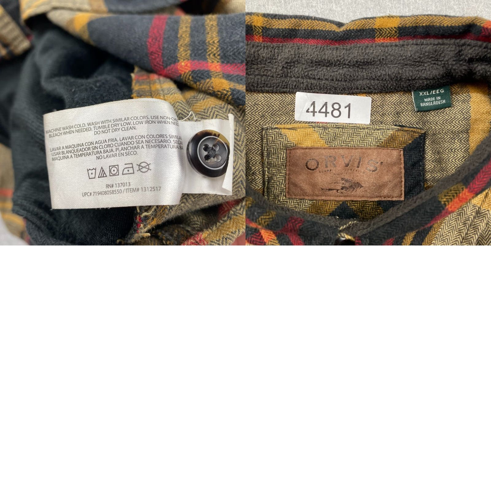 Orvis Orvis Big Bear Flannel Shirt Mens 2XL Plaid Heavyweight Long Sleeve Pockets Multicolor Button-Up Casual Outdoor Regular Fit Logo Climate: All Seasons Size US XXL / EU 58 / 5 - 9 Thumbnail