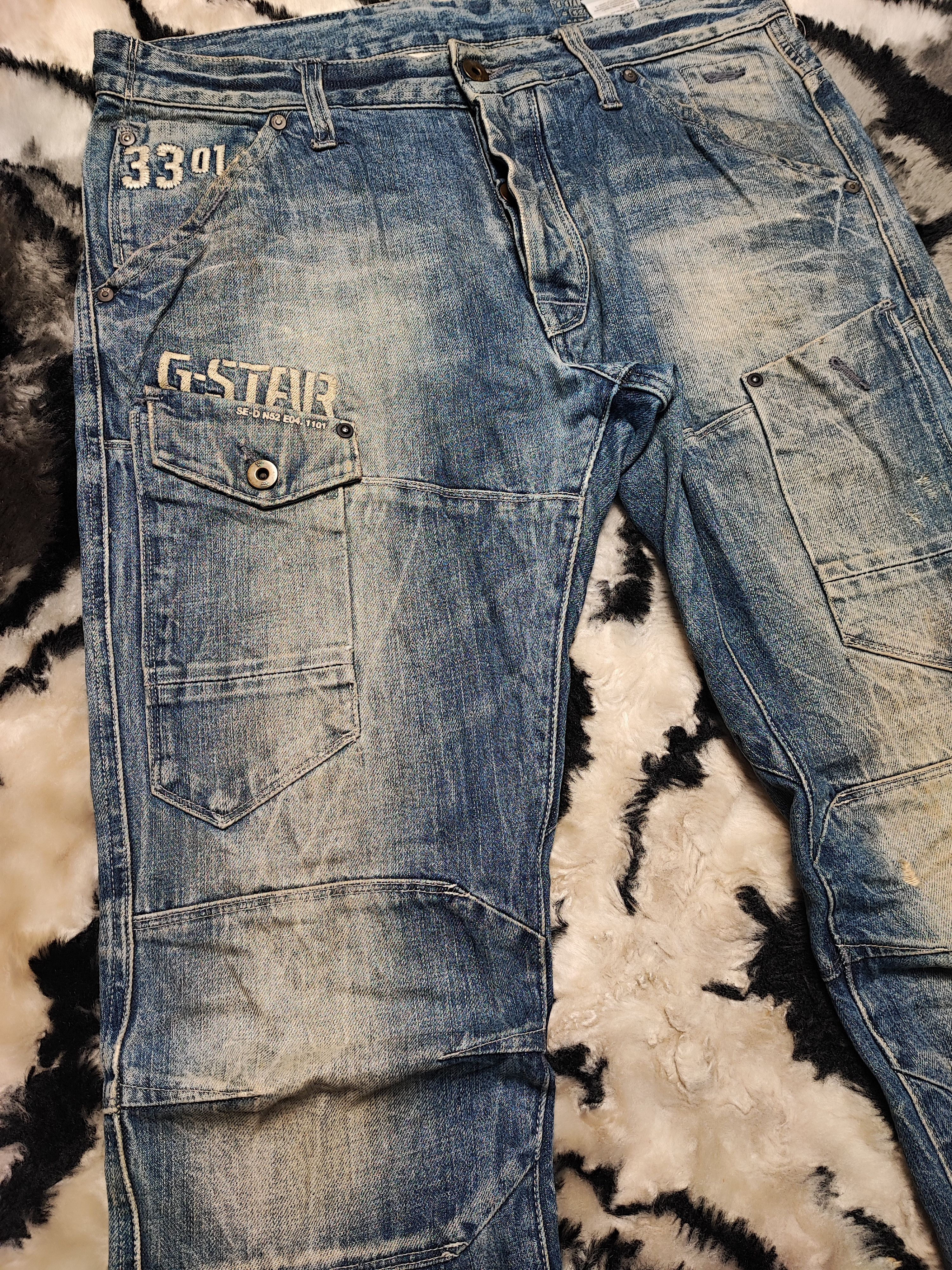 G-Star Distress Jeans by G Star Raw Cargo Biker 34x32 Size US 34 / EU 50 - 6 Thumbnail