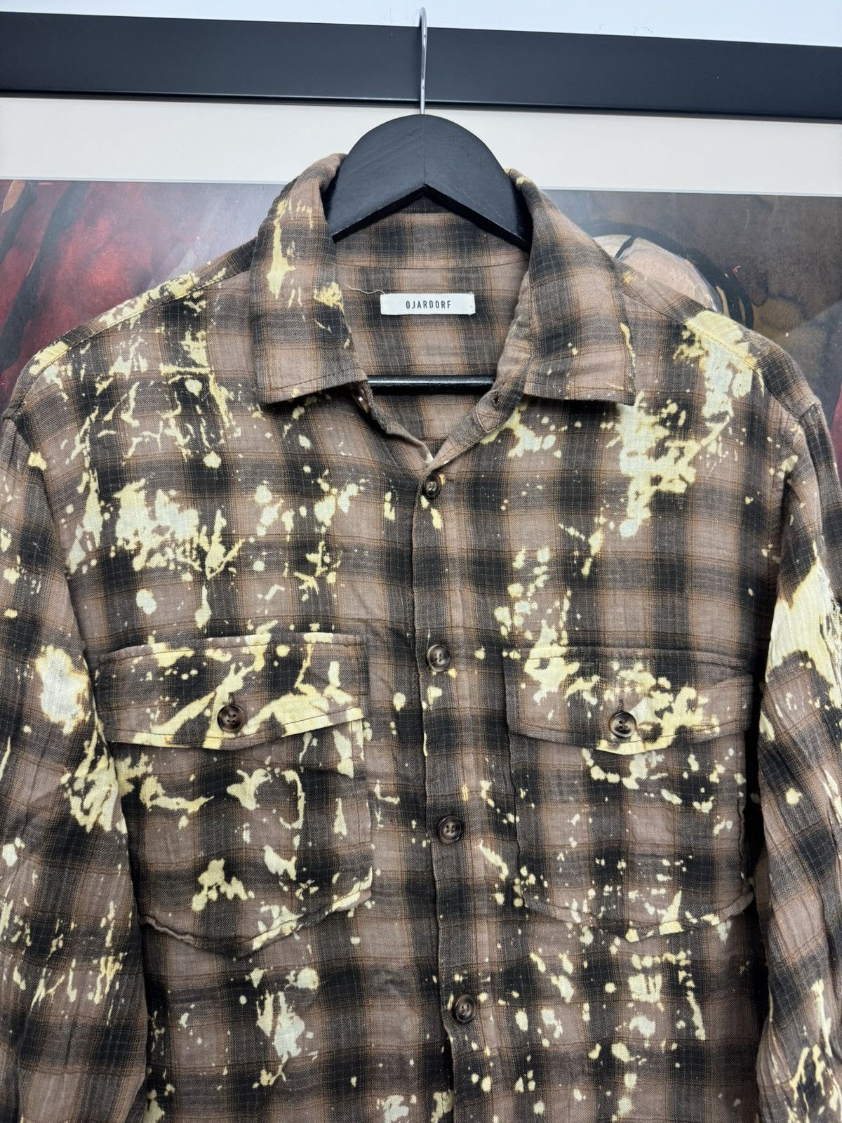 Ojardorf Ojardorf Bleached Flannel Shirt Button Up Splatter Rare Size US XL / EU 56 / 4 - 3 Thumbnail
