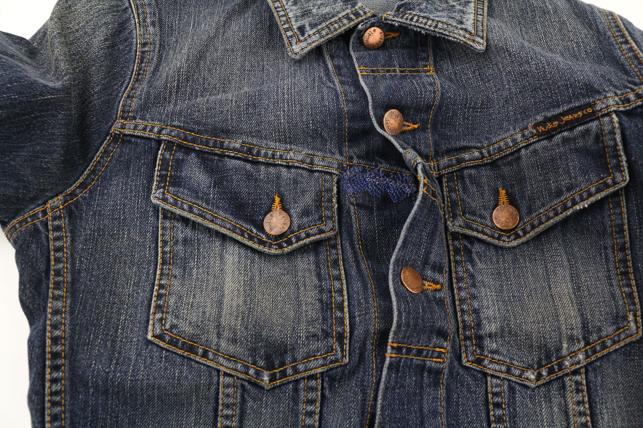 Nudie Jeans TERRY STREAKY DENIM XS Cotton Unlined Denim Jacket 80796 Size US XS / EU 42 / 0 - 7 Thumbnail