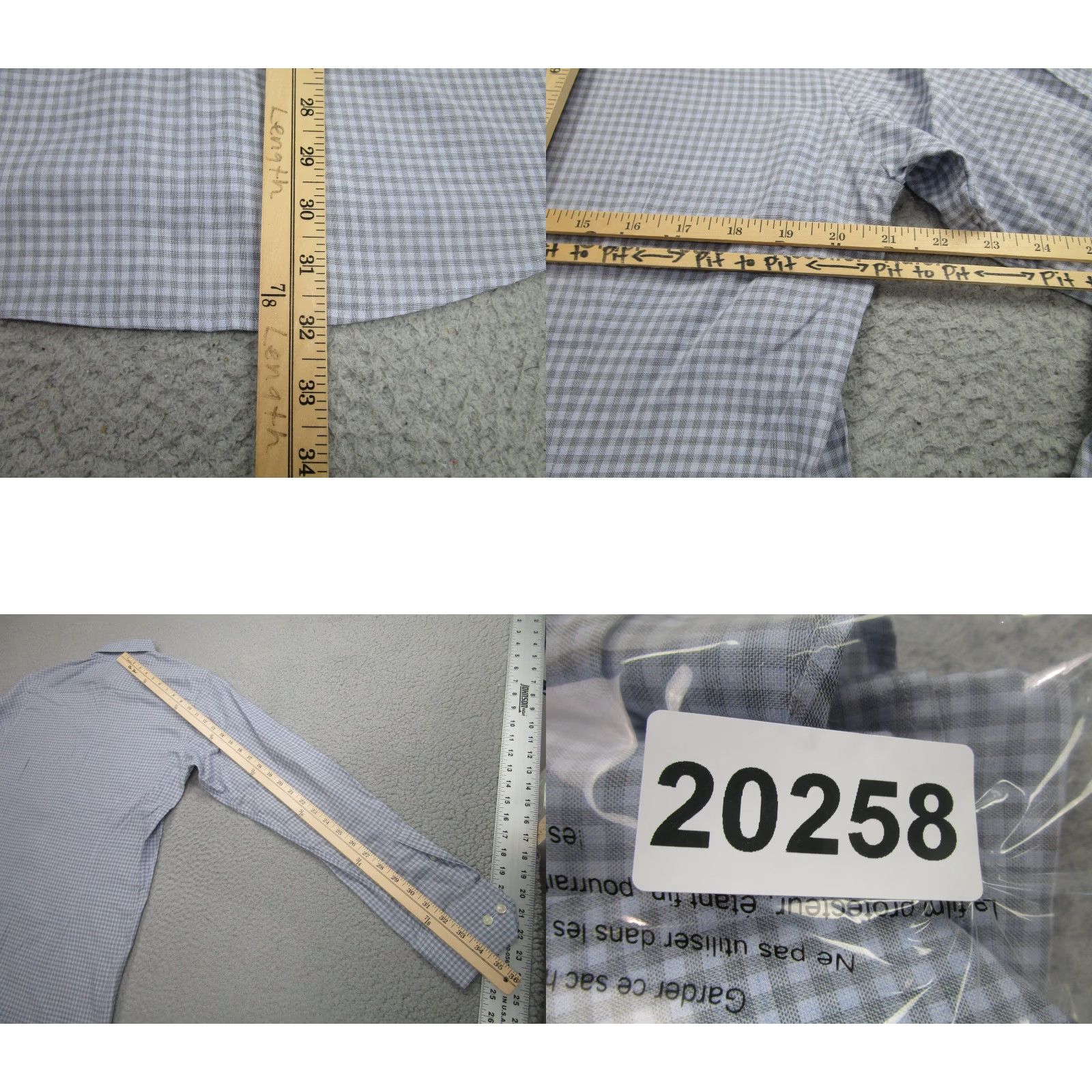 Eton ETON Dress Shirt Medium Gray Blue Check Cotton Contemporary Fit Long Sleeve Mens Size 40R - 8 Thumbnail