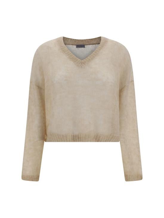 Brunello Cucinelli BRUNELLO CUCINELLI Women Sweater M2I776822 C3590 BEIGE Size L / US 10 / IT 46 - 1 Thumbnail