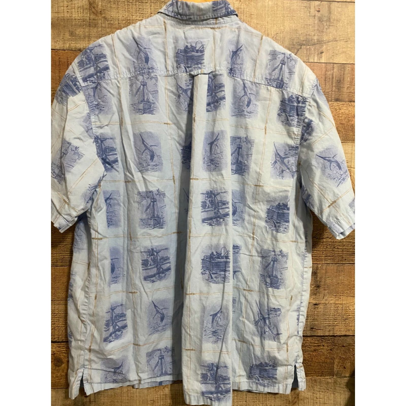 Vintage Columbia River Lodge PFG Short Sleeve Shirt Fish Boats Button-Up XL Mens Blue Size US XL / EU 56 / 4 - 3 Thumbnail