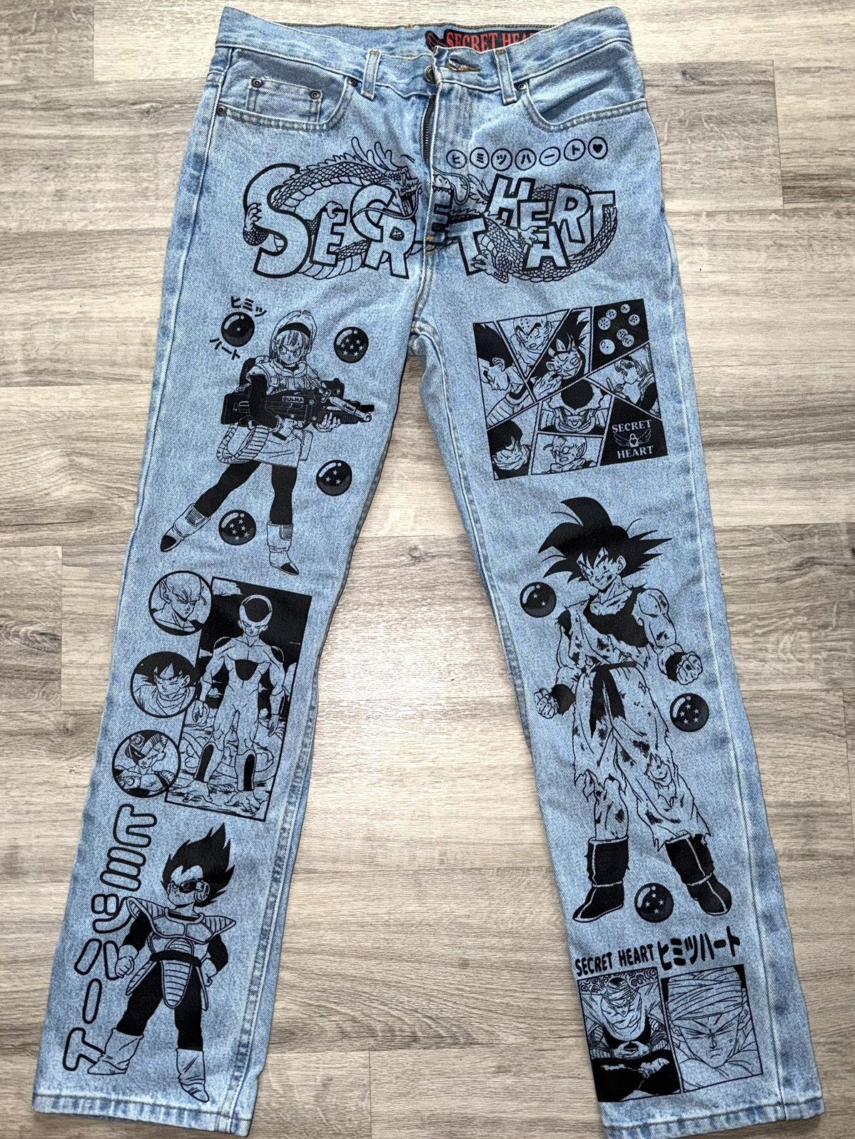Other Rare 2021 Secret Heart x Dragon Ball Z Graphic Denim Jeans Size US 29 - 1 Thumbnail