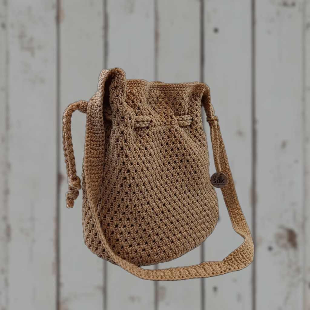 The Sak The Sak Bucket Bag Crochet Purse Crossbody Beige Drawstring LOGO Size ONE SIZE - 1 Thumbnail