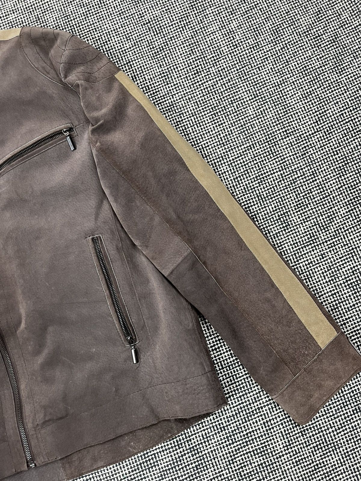 Vintage ➕ vintage y2k brown pig leather moto style racing jacket Size US L / EU 52-54 / 3 - 7 Thumbnail
