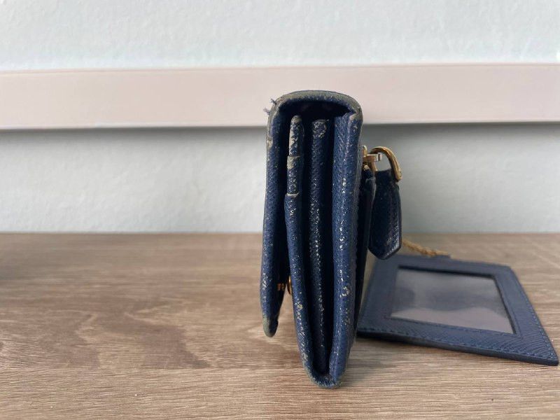 Prada PRADA Blue Saffiano Leather Continental Textured Long Wallet Size ONE SIZE - 6 Thumbnail