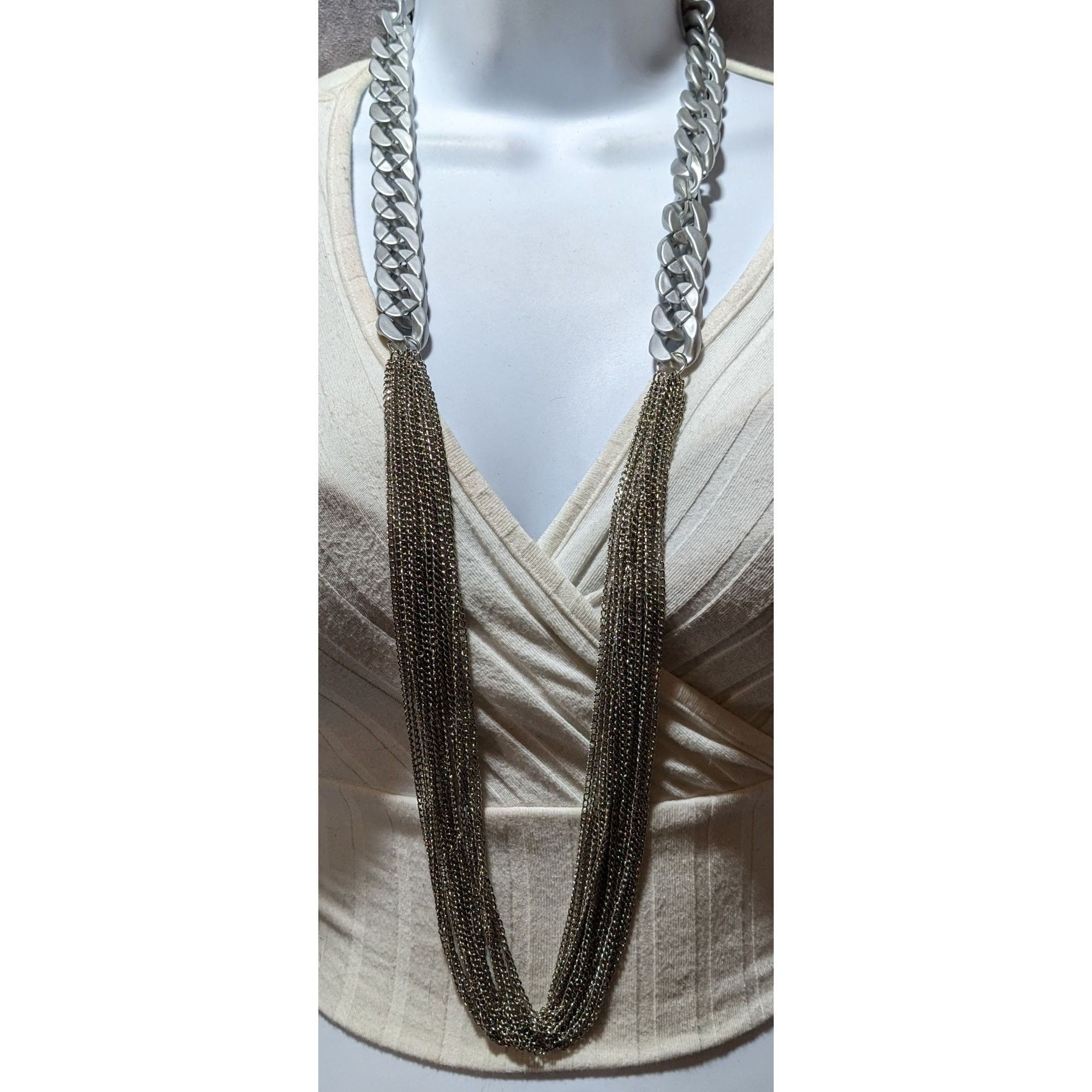 Other Silver Chain Costume Statement Necklace Size ONE SIZE - 2 Thumbnail
