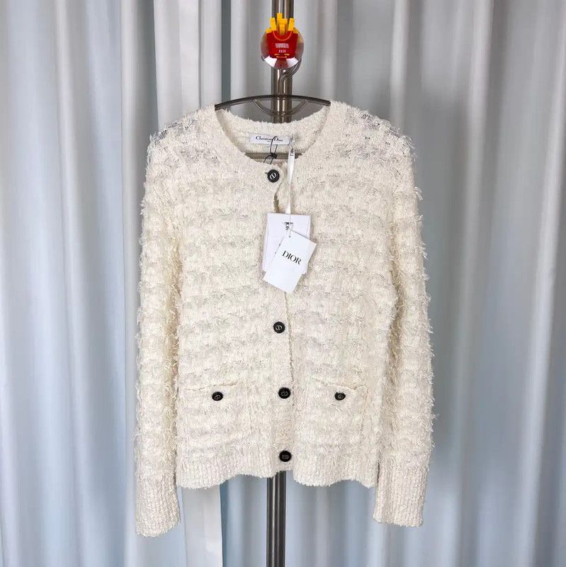Dior Dior White Women's Knit Sweater 0089 Size L / US 10 / IT 46 - 1 Thumbnail