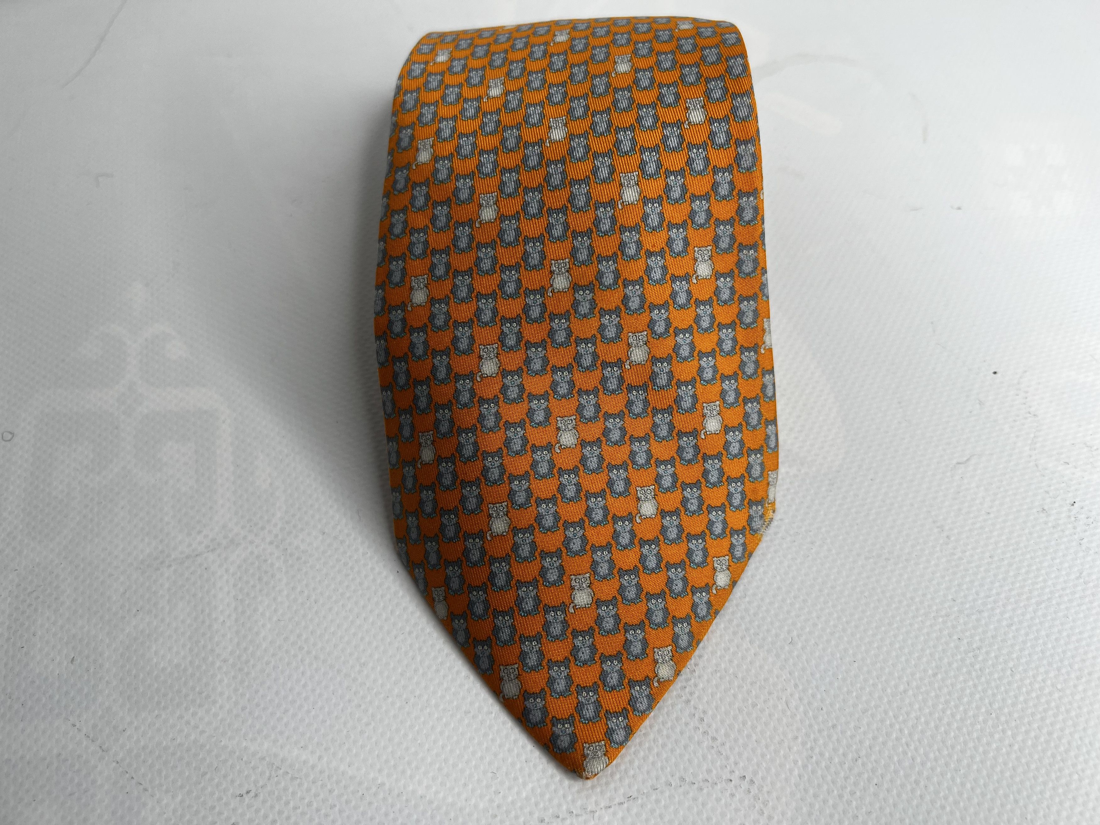 Hermes HERMES PARIS SILK TIE 5610 MA ORANGE FRANCE Size ONE SIZE - 2 Thumbnail