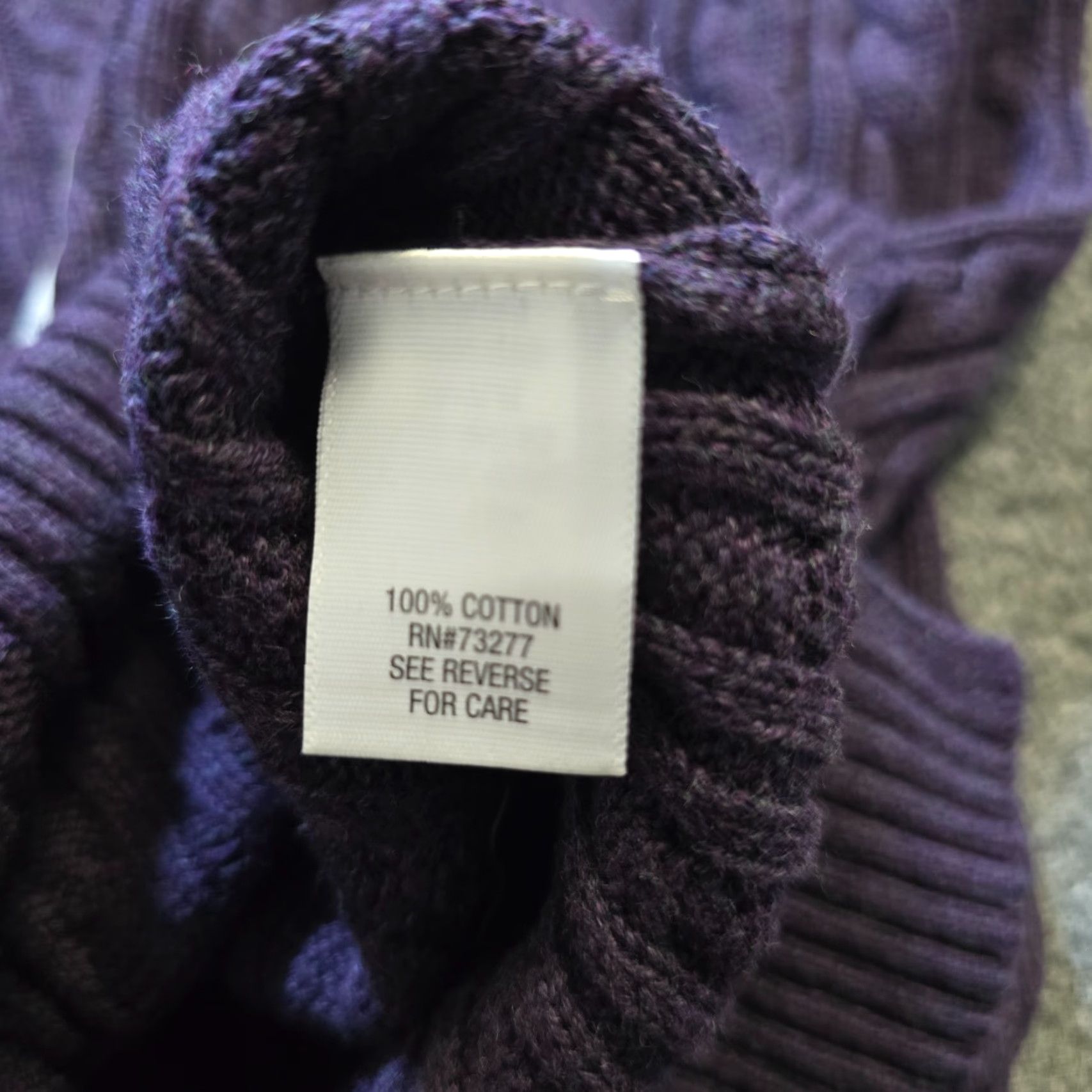 Croft & Barrow Croft Barrow Sweater Womens Size L Purple Cable-Knit Cotton Pullover Casual Winter Classic Womens (Regular) Size L / US 10 / IT 46 - 7 Thumbnail
