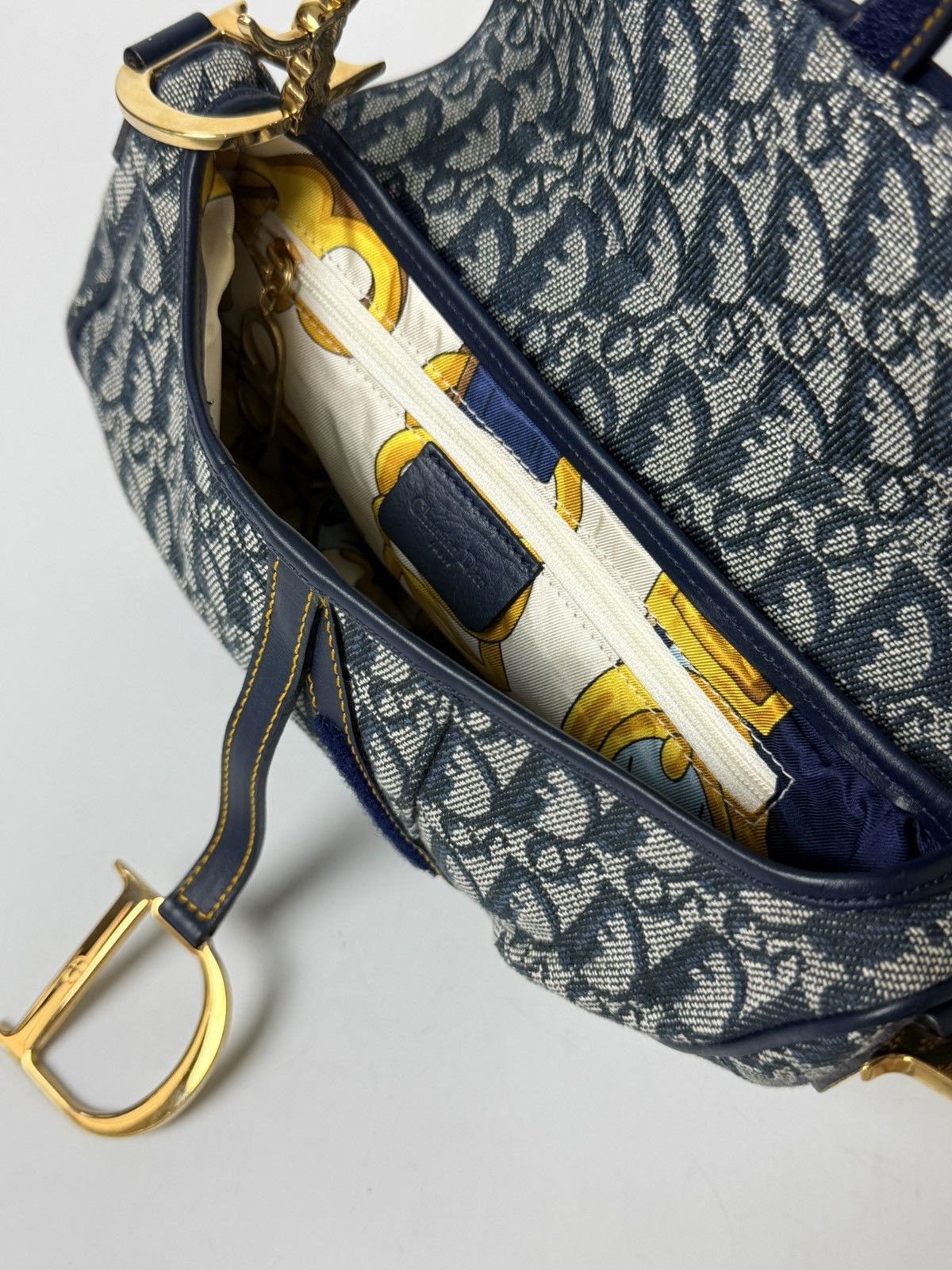 Dior 2000’s Dior Blue Oblique Saddle Bag Rare Lining Size ONE SIZE - 8 Thumbnail