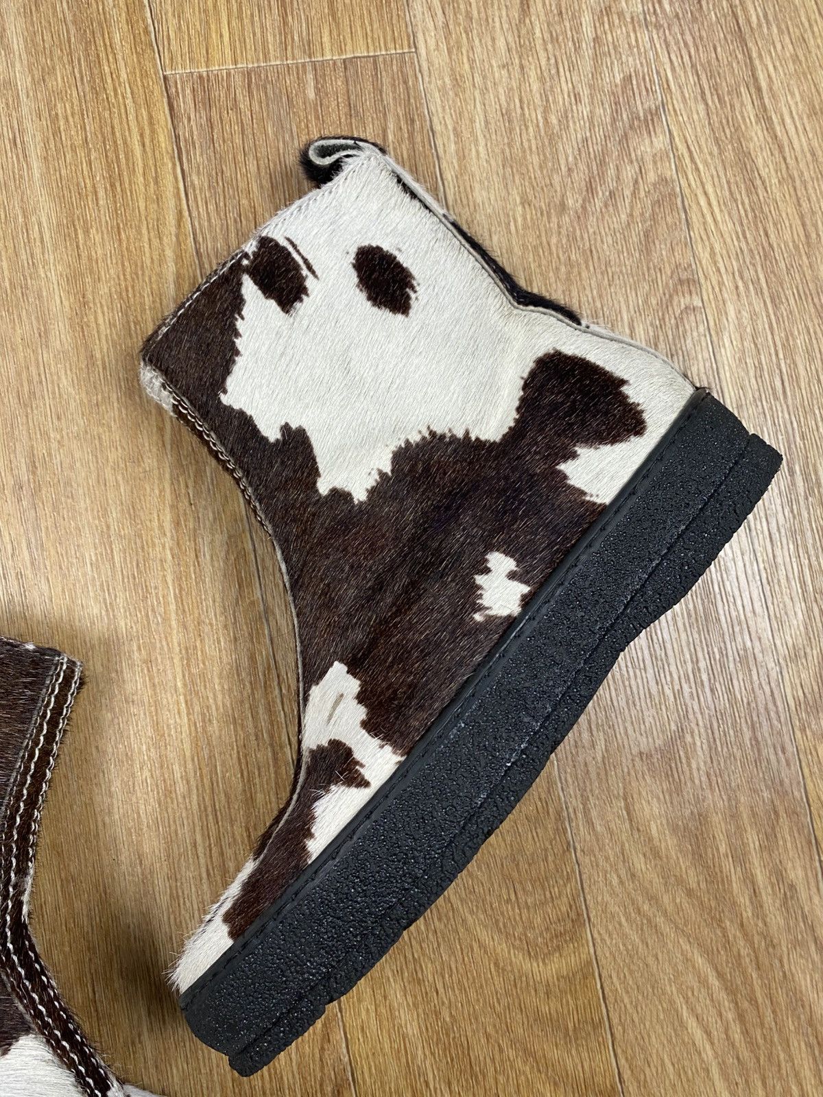 Designer × Vintage Ammann Sarnac Animal Print Cowhide Fur Ankle Rubber Boots Size US 9 / IT 39 - 4 Thumbnail
