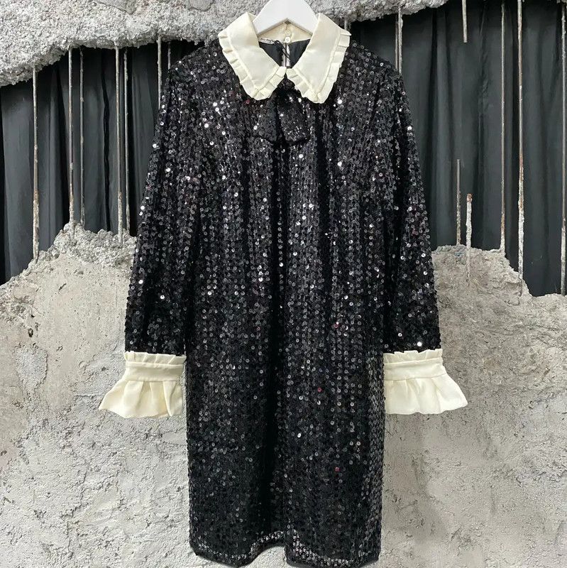 Miu Miu Miu Miu Black Long Sleeve Dress for Women 0089 Size ONE SIZE - 1 Thumbnail
